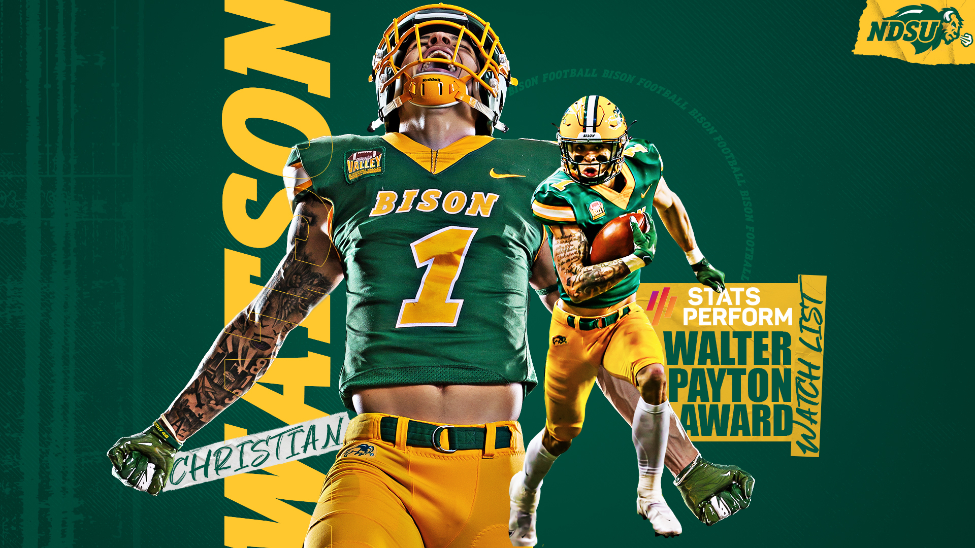 1920x1080 NDSU Football Wide Receiver And All America Kickoff Returner Christian Watson Has Been Named To The Walter Payton Award Preseason Watch List #FCS, Desktop