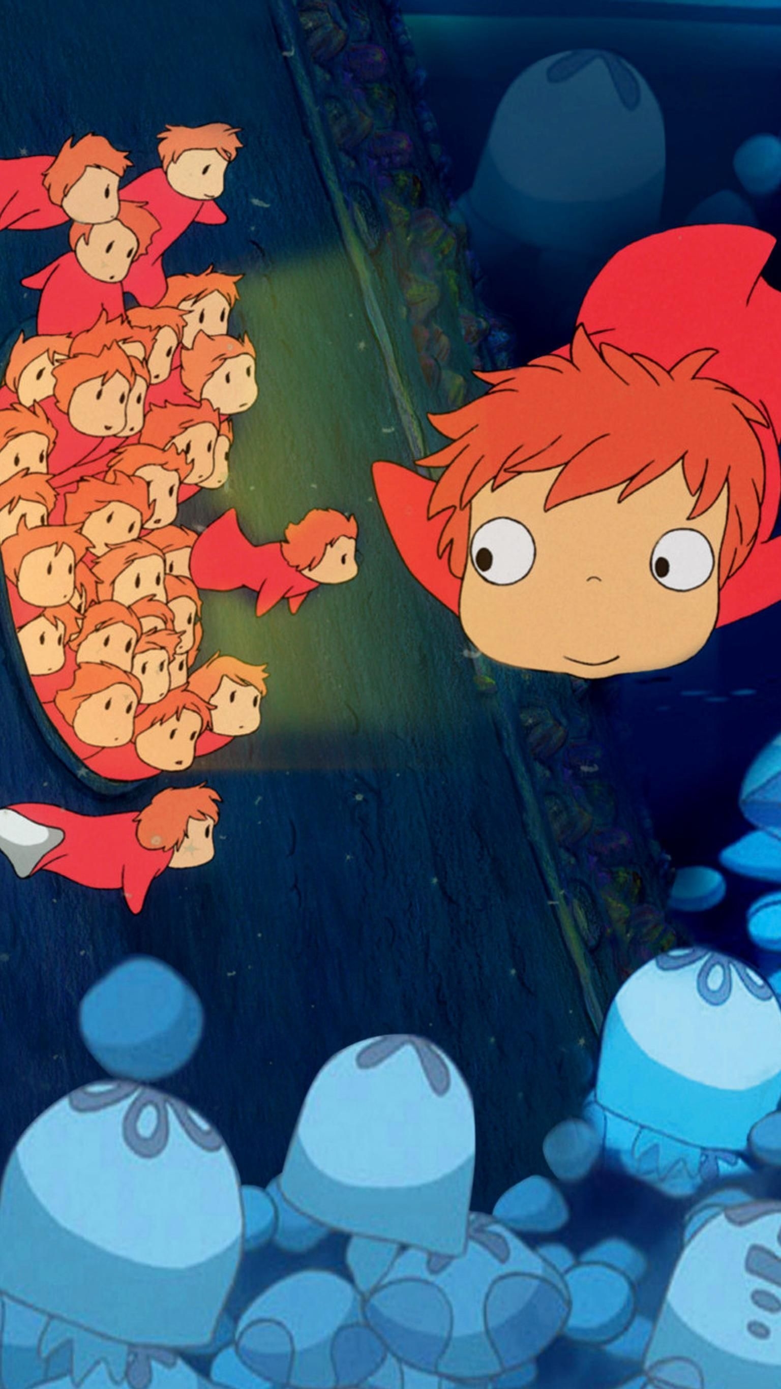 1540x2740 Ponyo (2008) Phone Wallpaper. Moviemania. Fond d'ecran dessin, Ponyo, Films japonais, Phone