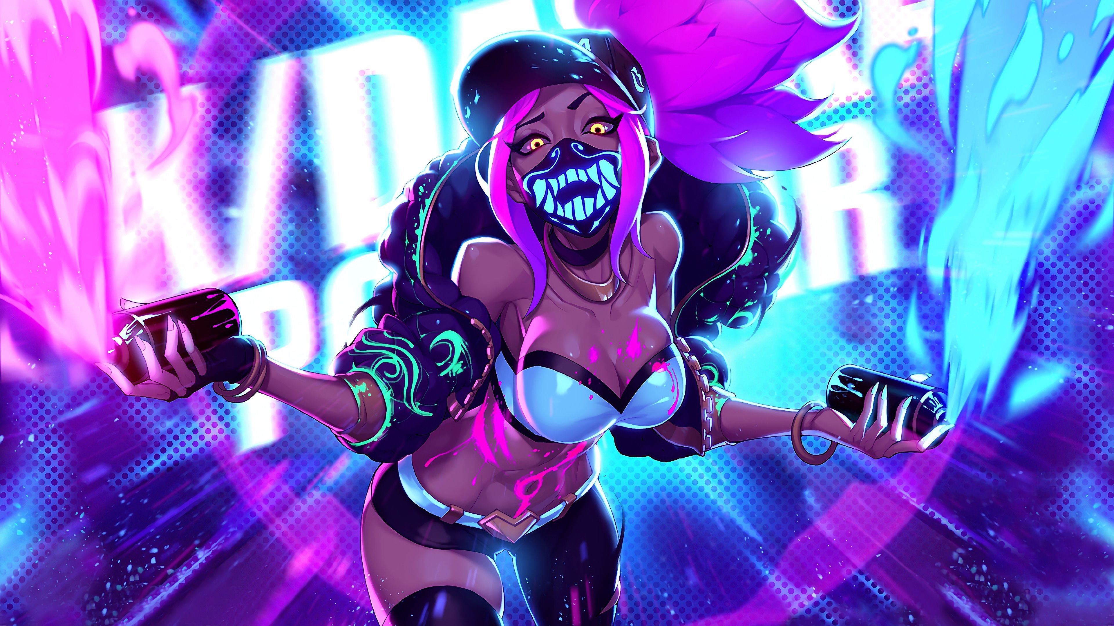 3840x2160 Wallpaper 4k K DA Akali Neon Mask LoL League Of Legends Lol Akali, K DA Of Legends, K DA Akali, League Of Legends, Desktop