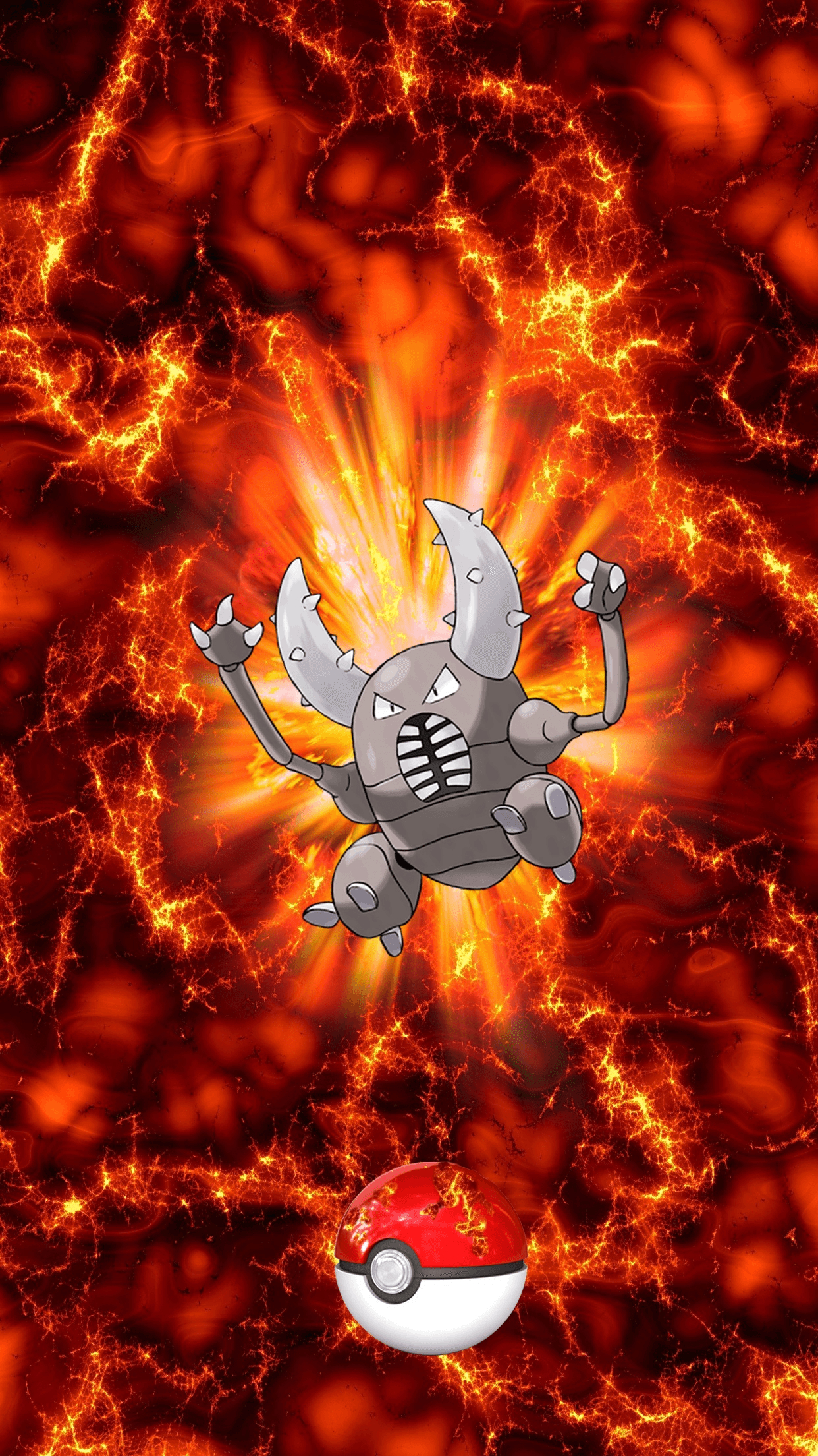 1250x2210 Fire Pokeball Pinsir Kailios Egg, Phone