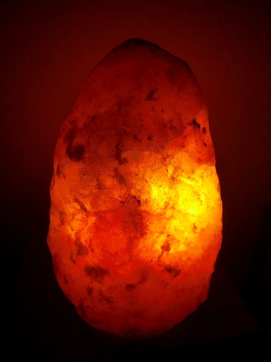 910x1220 HD wallpaper: salt crystal lamp, light, orange, cozy, glow, Phone