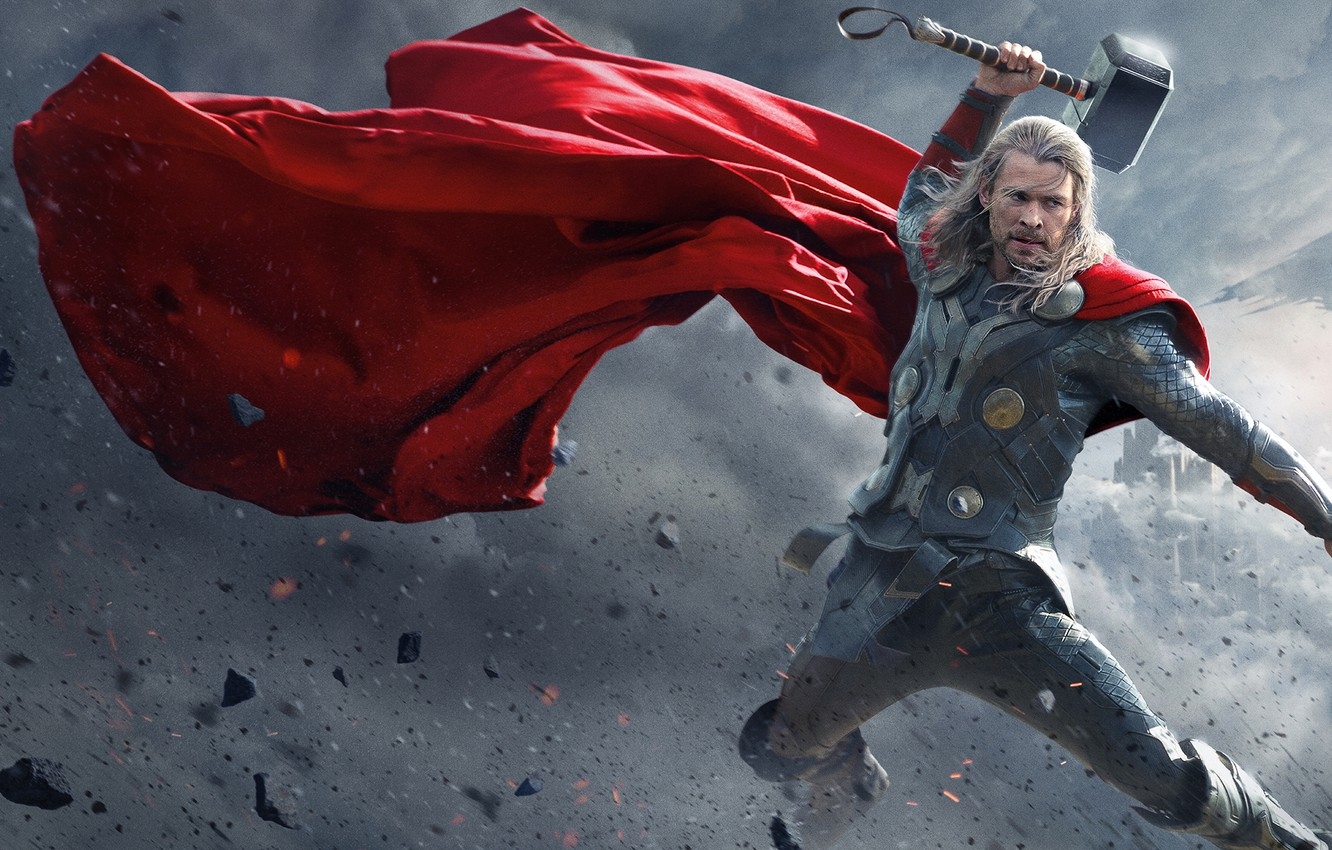 1340x850 Wallpaper Dark, World, Action, Red, Disney, Fantasy, Sky, Warrior, The, Marvel, Thor, Walt, God, Weapons, Chris Hemsworth, Walt Disney Picture image for desktop, section фильмы, Desktop