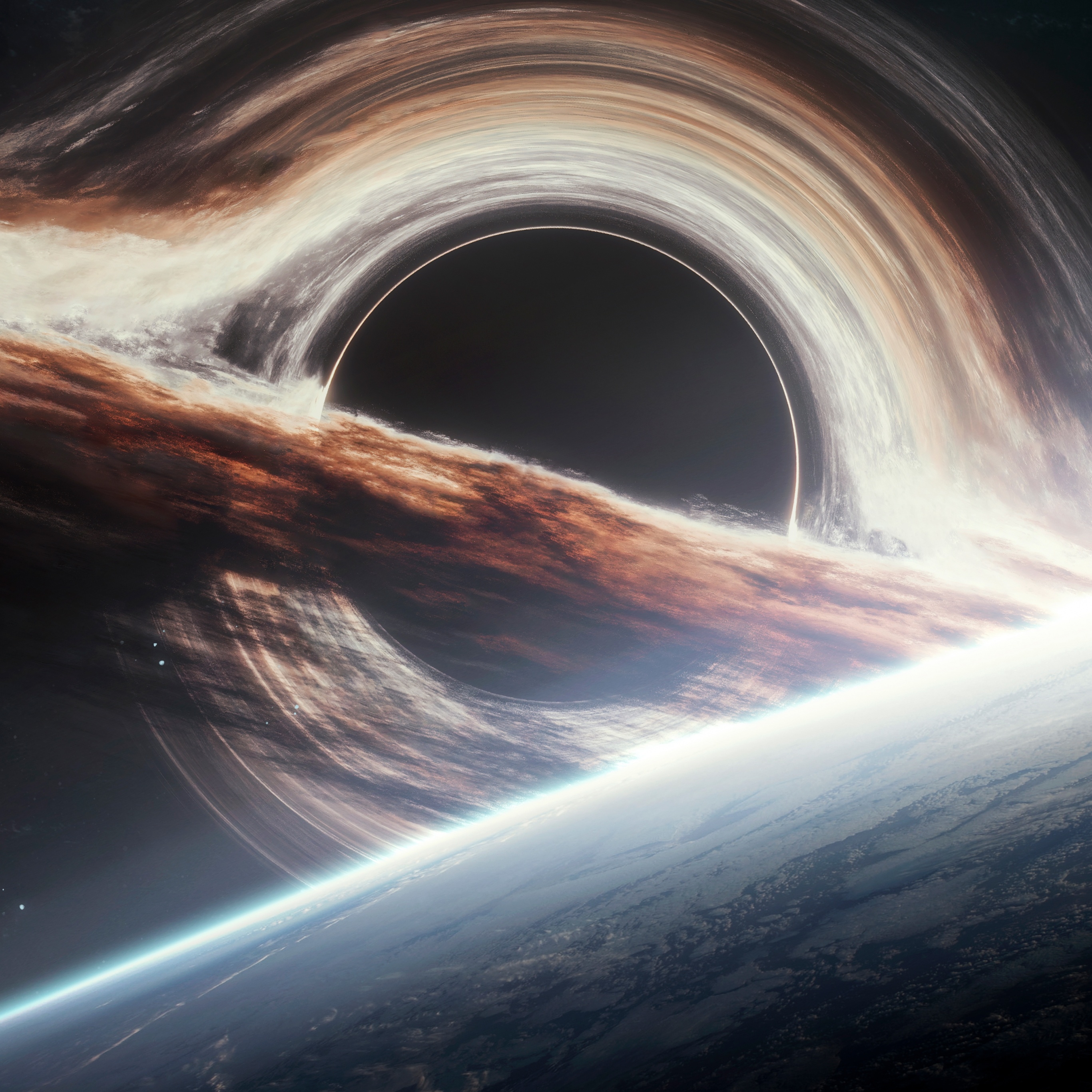 2740x2740 Gargantua black hole Wallpaper 4K, Planet Earth, Cosmos, Space, Phone