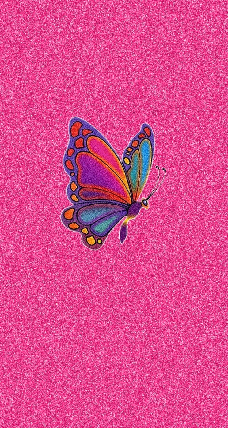 750x1400 Pink Glitter Colorful Butterfly iPhone Wallpaper. HD pink, Phone