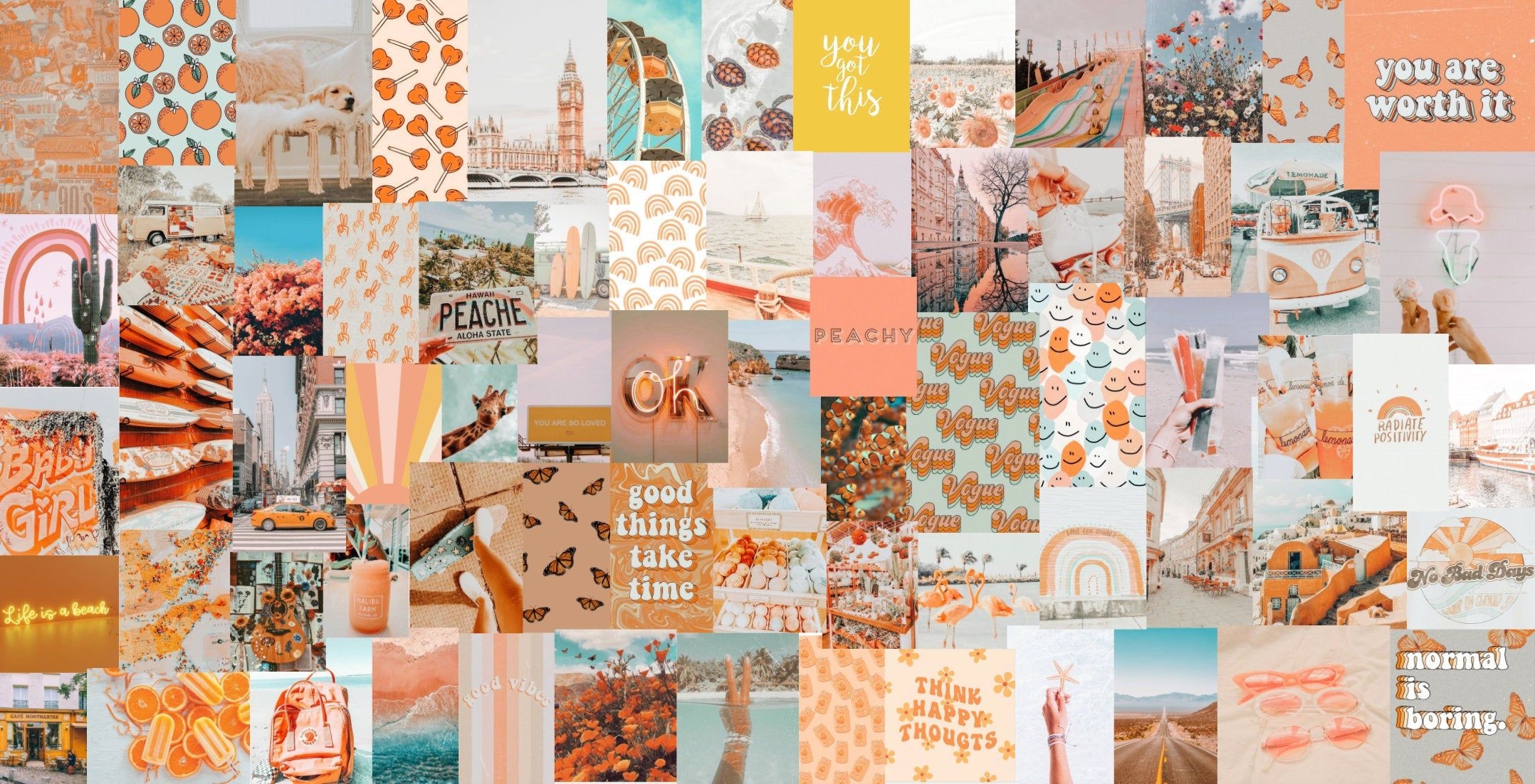 2160x1110 Trendy Peachy Vibes Aesthetic Wall, Desktop