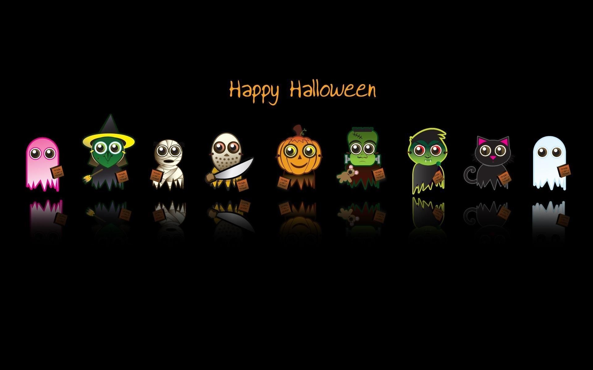 1920x1200 Wallpaper Minimalism Black White Holiday Halloween Cartoon Heroes, Desktop