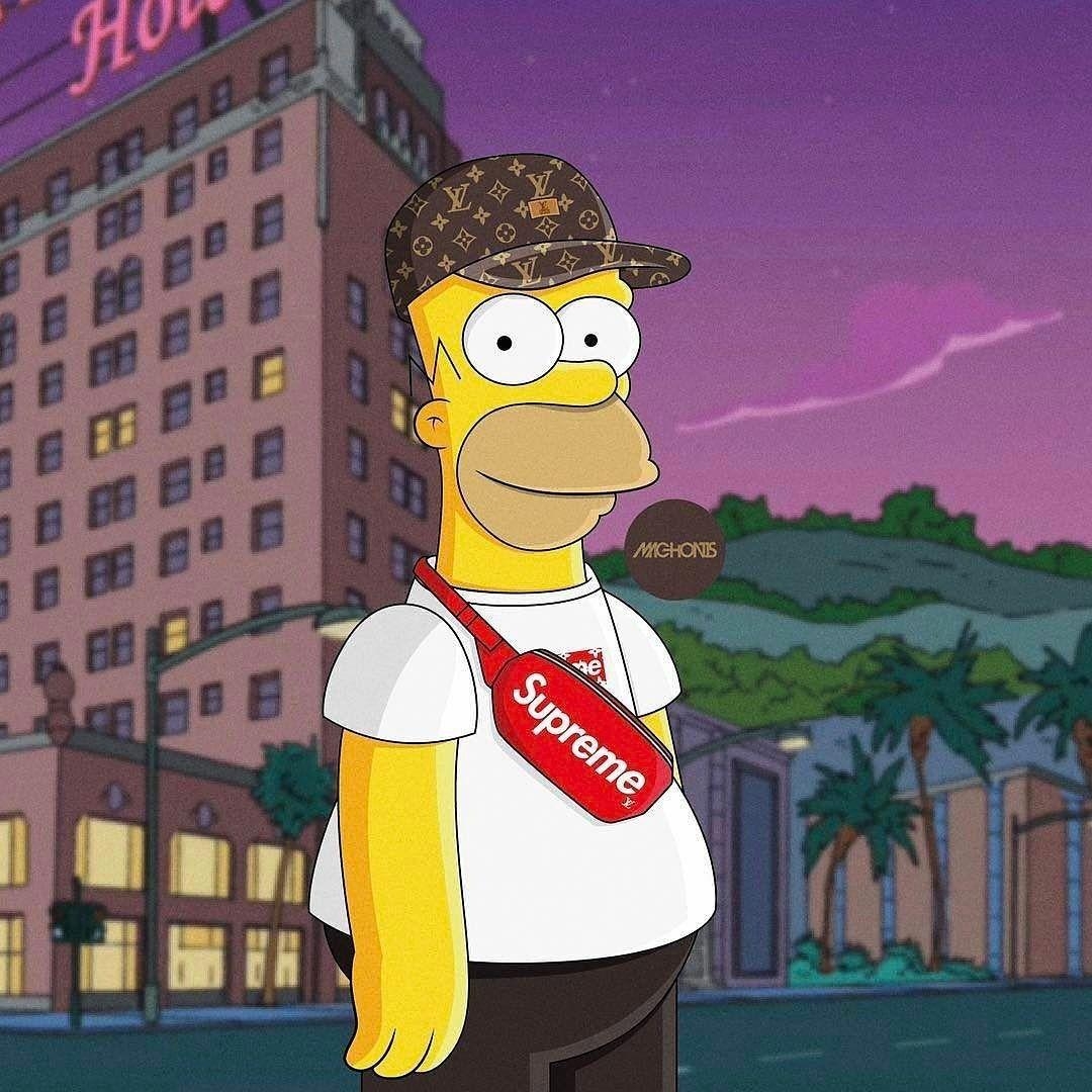 1080x1080 Homer Simpson Wearing Supreme, HD Wallpaper & background, Phone