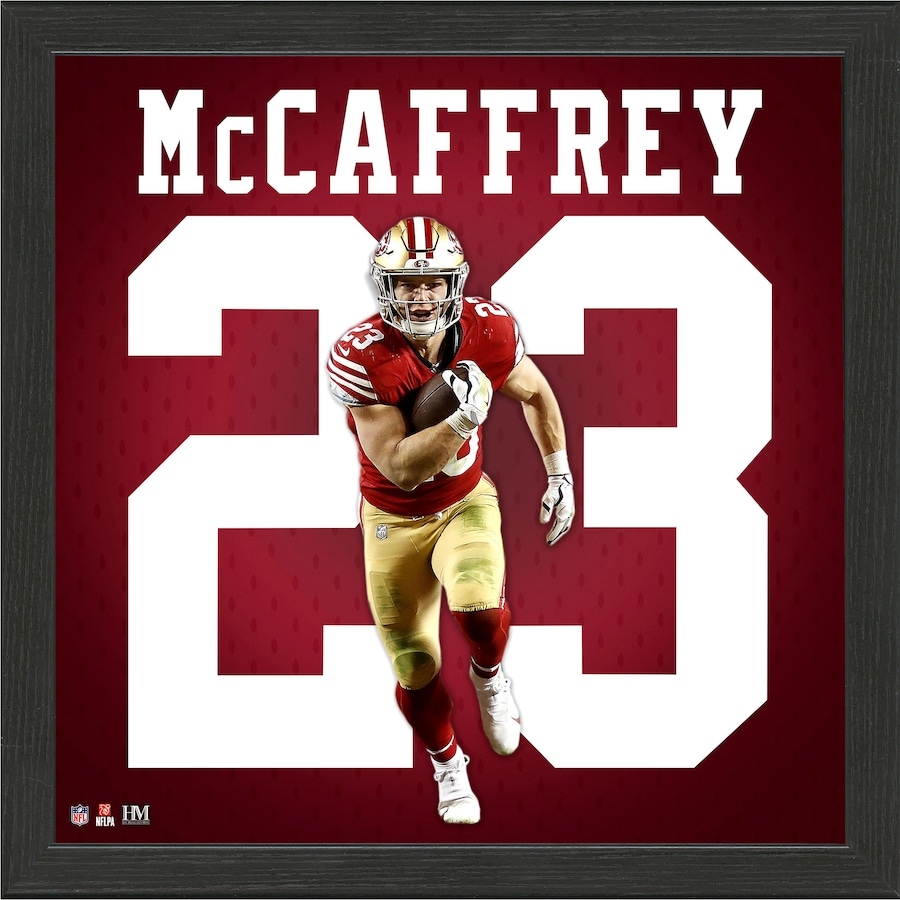 900x900 Highland Mint Christian McCaffrey San Francisco 49ers 13'' x 13'' Impact Jersey Framed Photo, Phone