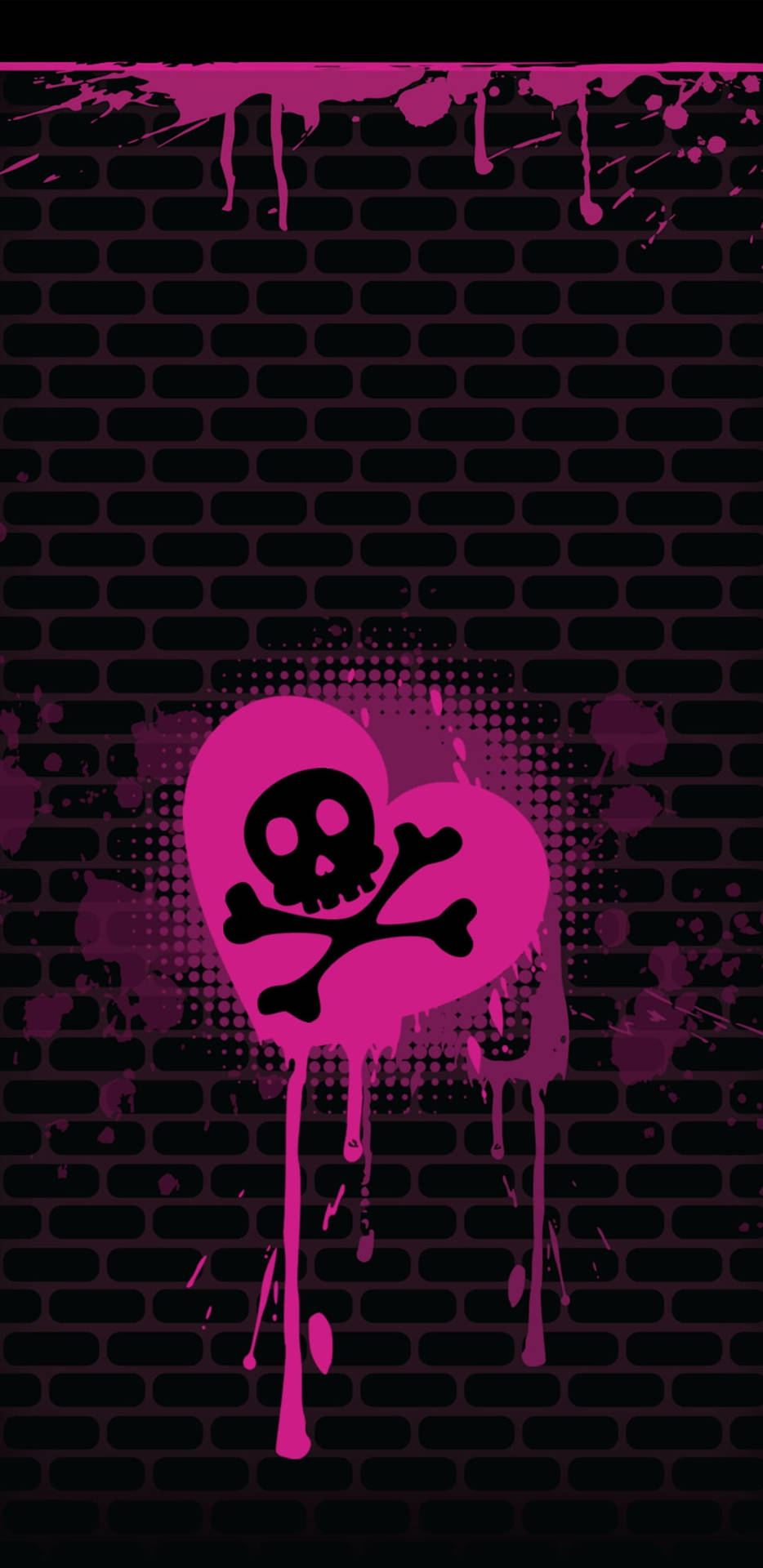 940x1920 Download Emo Pink Heart And Skull Wallpaper, Phone