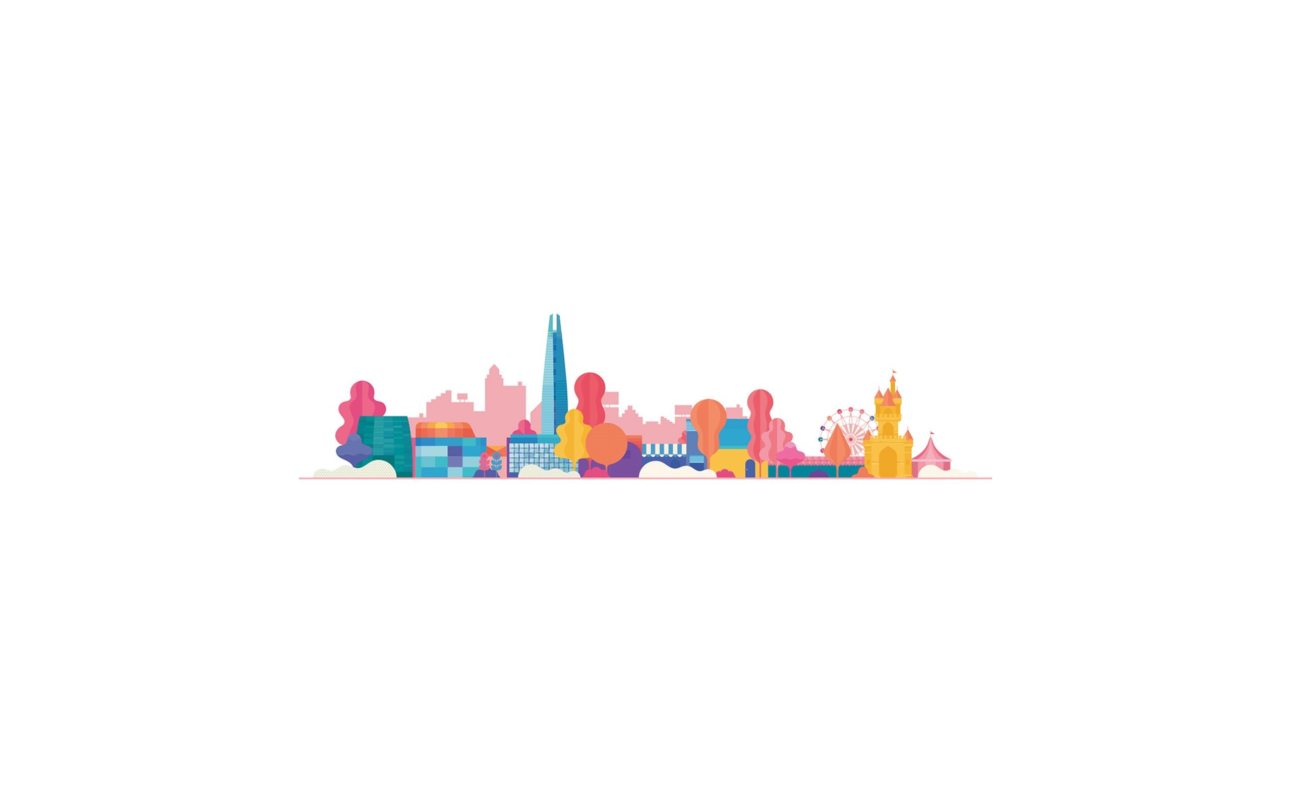 2560x1600 City Cute White Illustration Art Minimal Wallpaper, Desktop