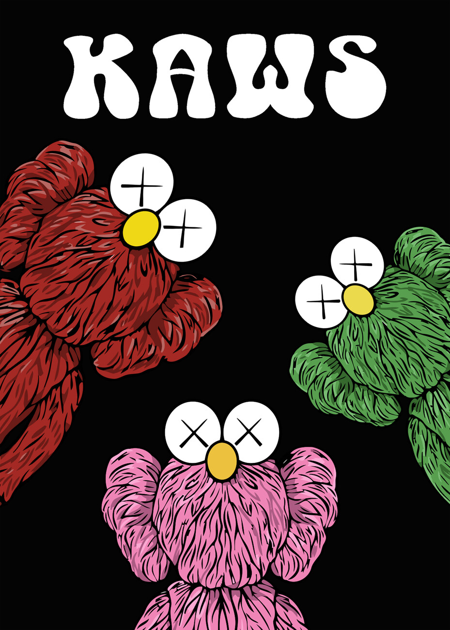 930x1300 Wall Art Print. doodle kaws and friends, Phone