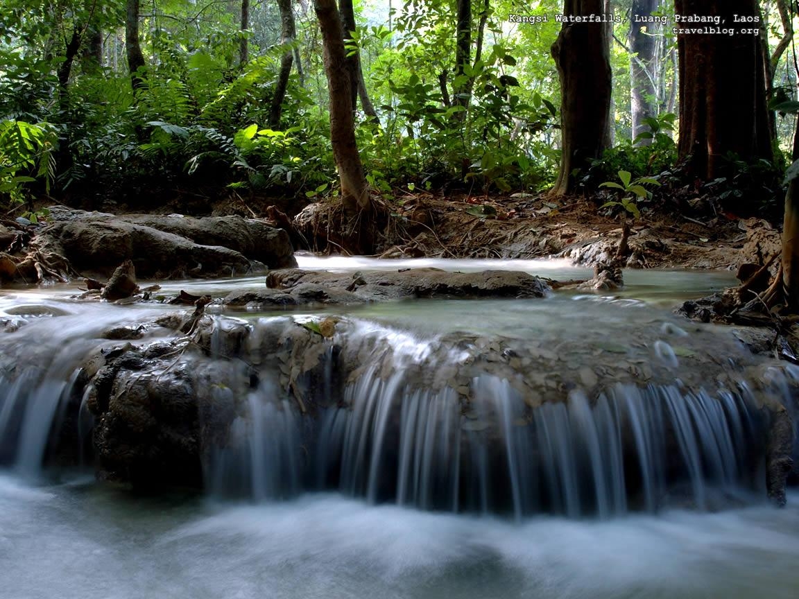 1160x870 Waterfall Wallpaper, Kangsi, Luang Prabang, Laos, Desktop