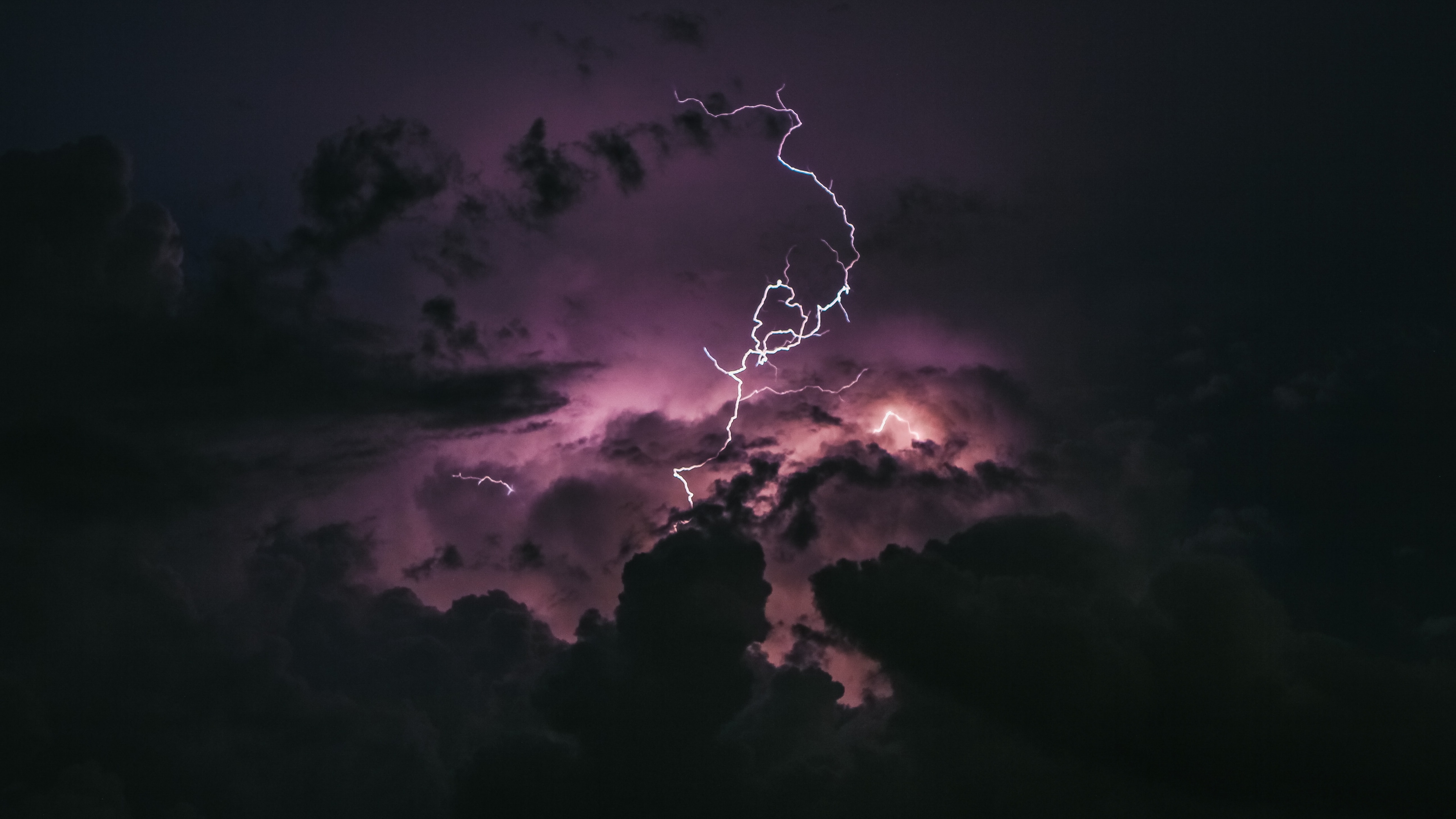 5120x2880 Lightning Strike Wallpaper 4K, Stormy Clouds, Dark Sky, Nature, Desktop