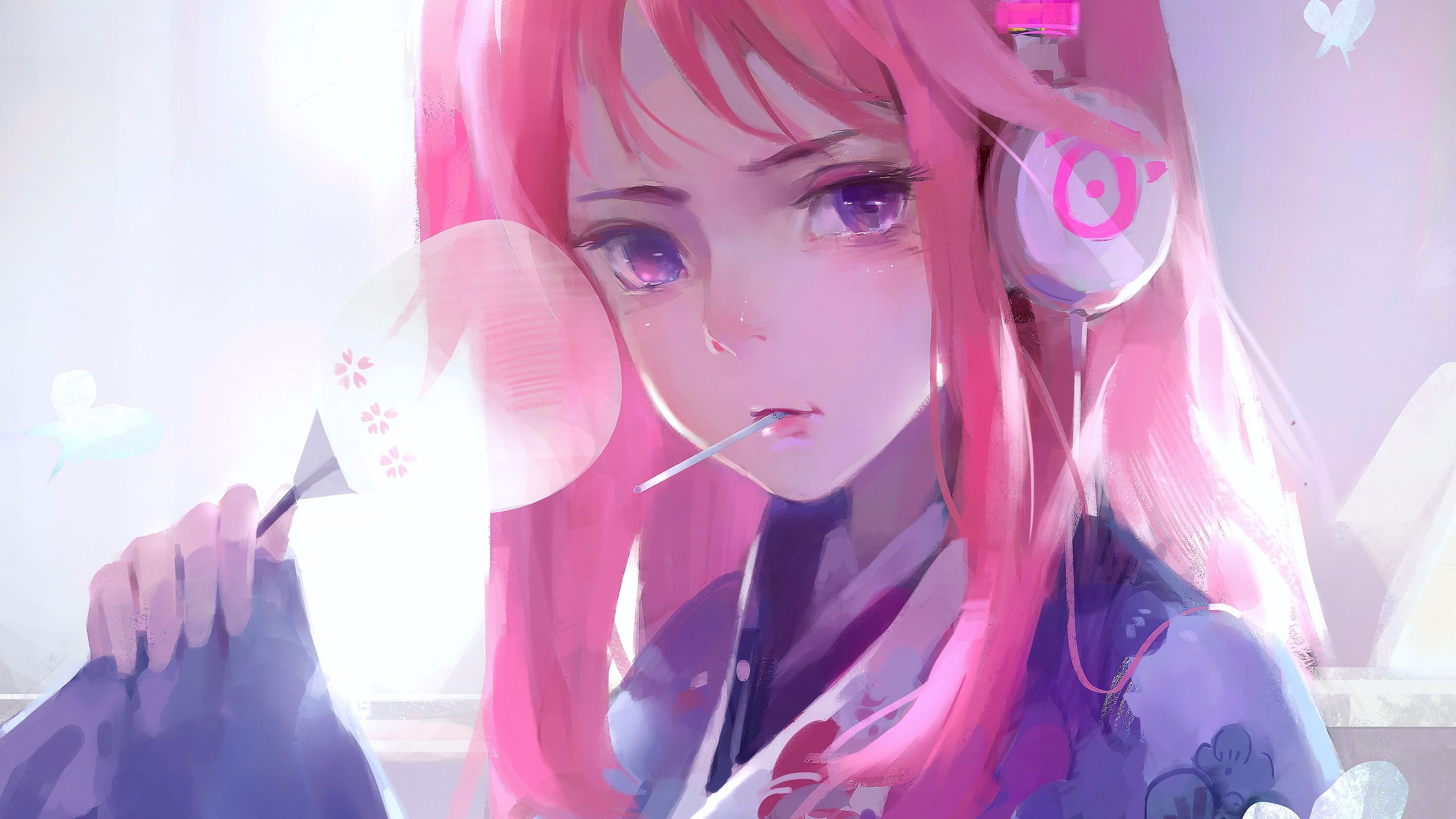 3840x2160 Pink Anime Wallpaper, Desktop