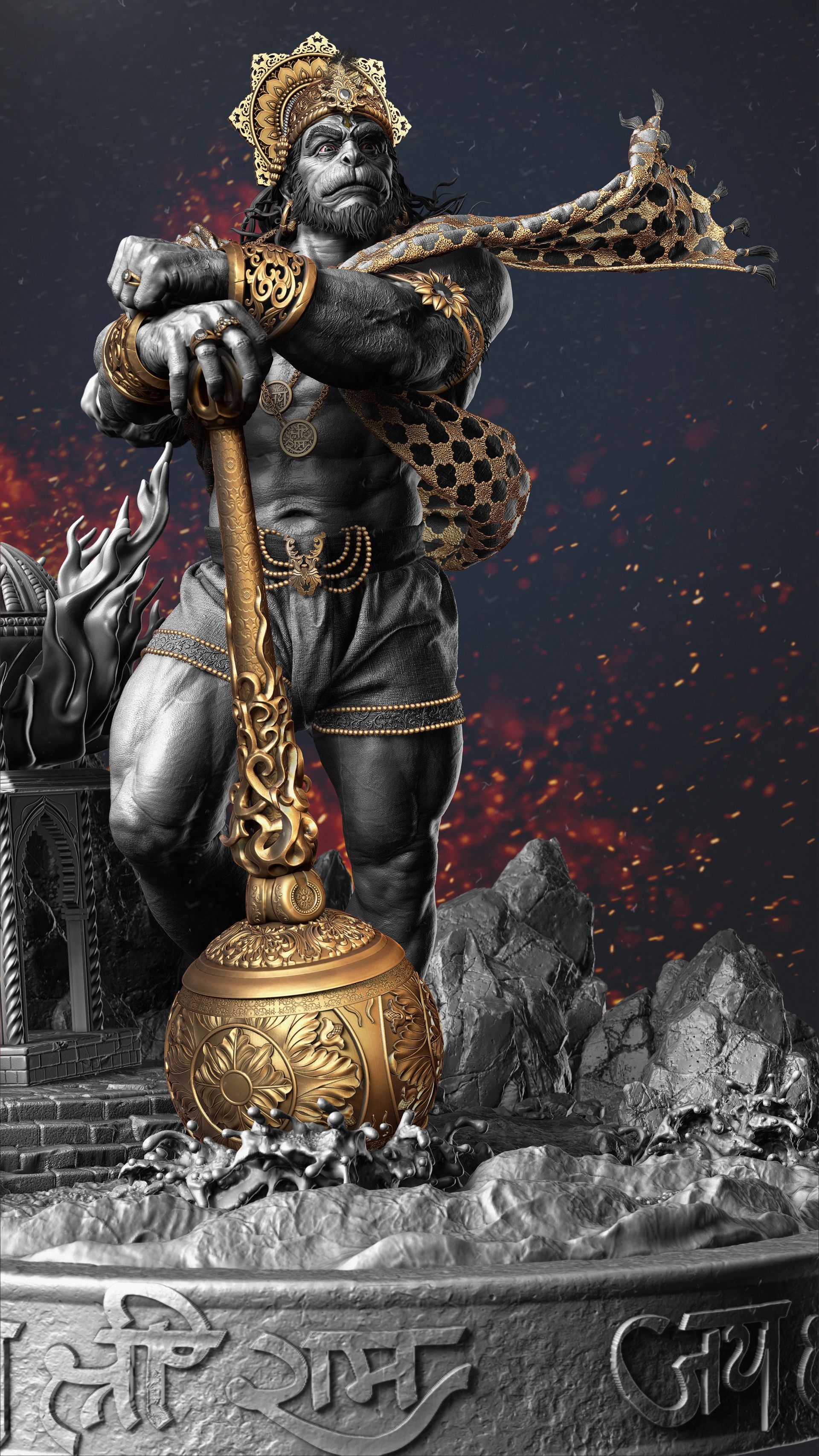 1920x3420 Hanuman 3D World Magazine cover, Gaurav Kumar. Lord, Phone