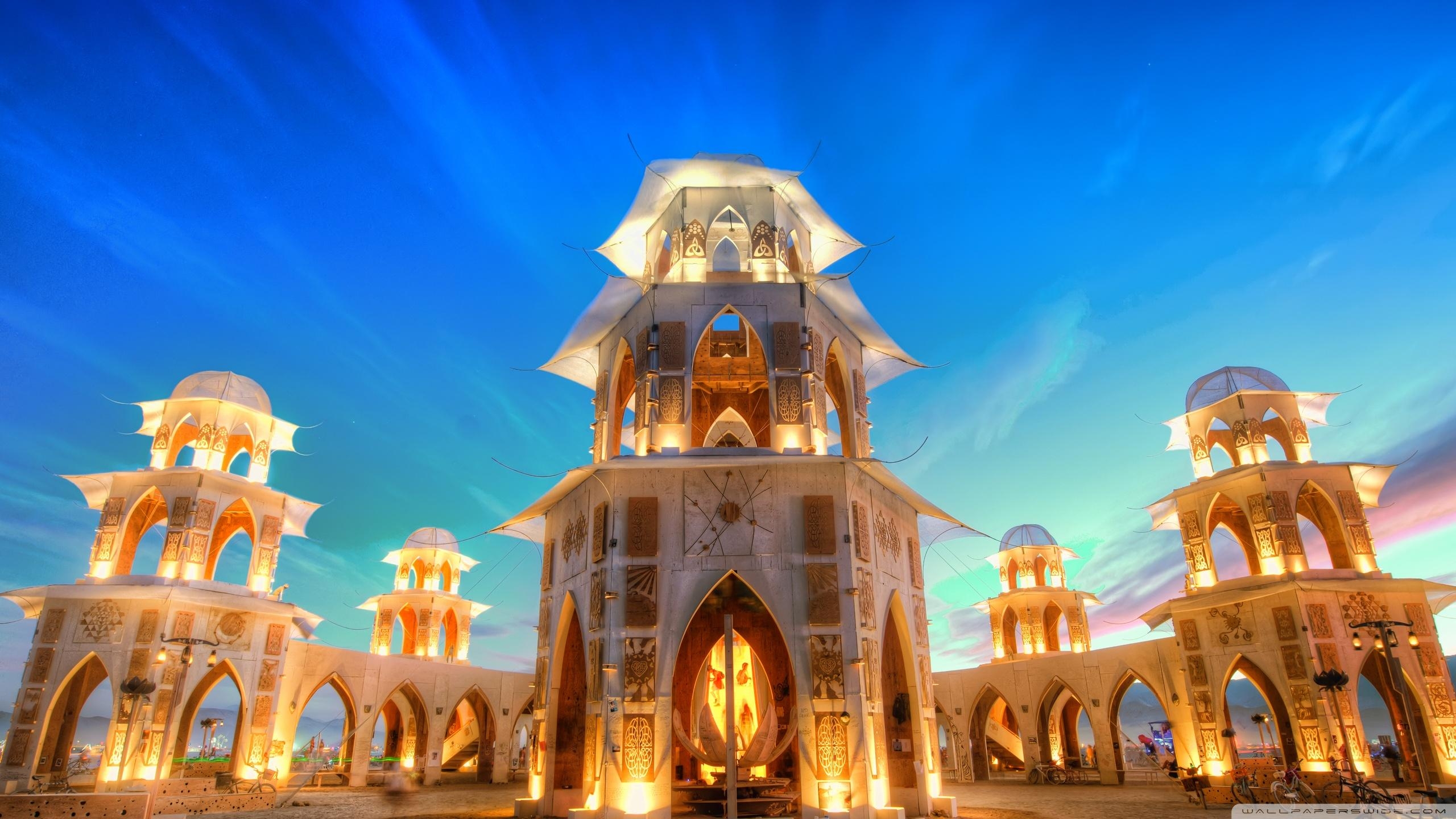 2560x1440 Tower at Sunset, Burning Man, Nevada, United States ❤ 4K HD Desktop, Desktop