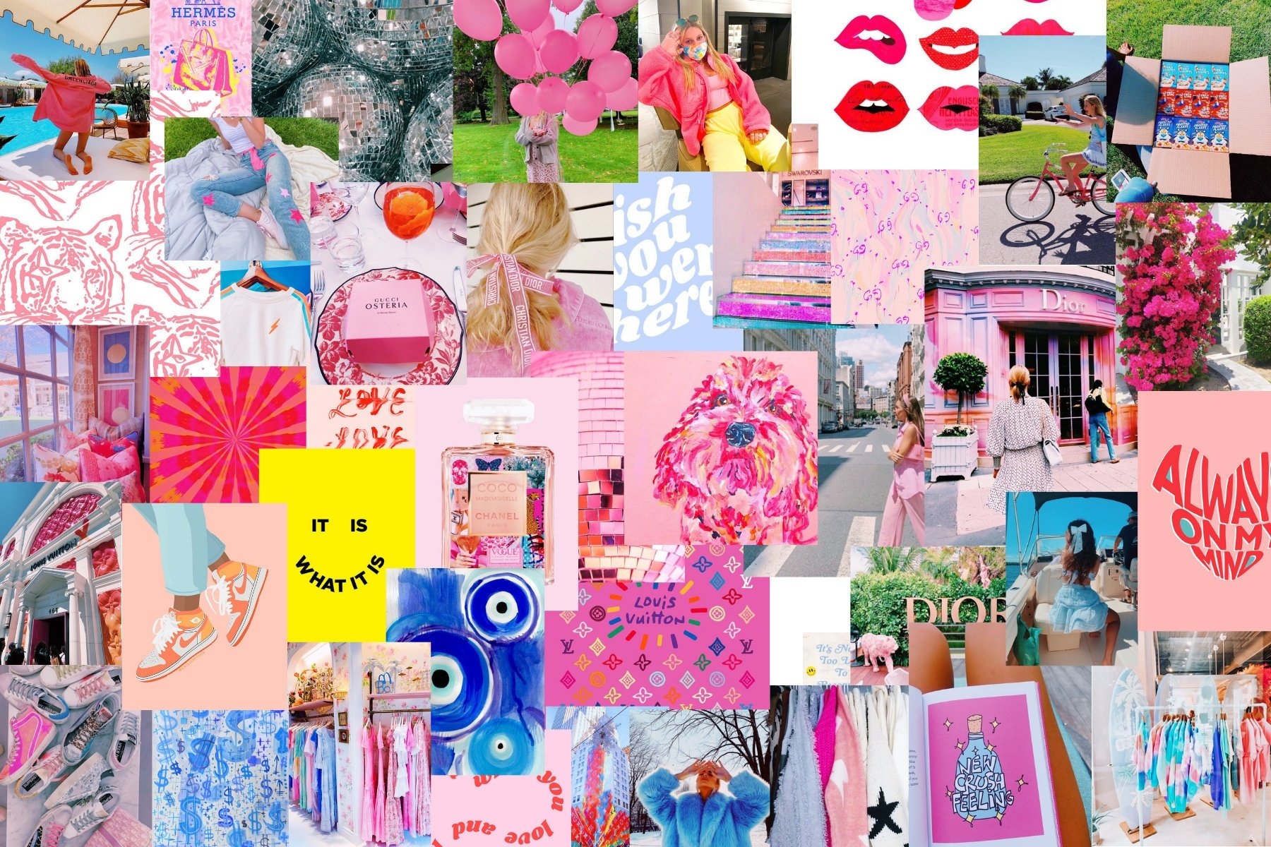 1800x1200 Picture Preppy Bright Collage Kit Digital Download, Desktop