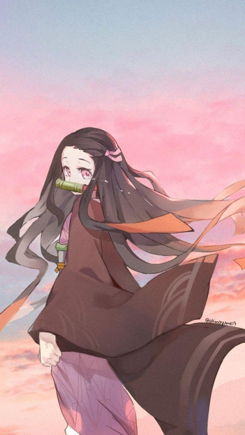 850x1510 wallpaper anime nezuko hd, Phone