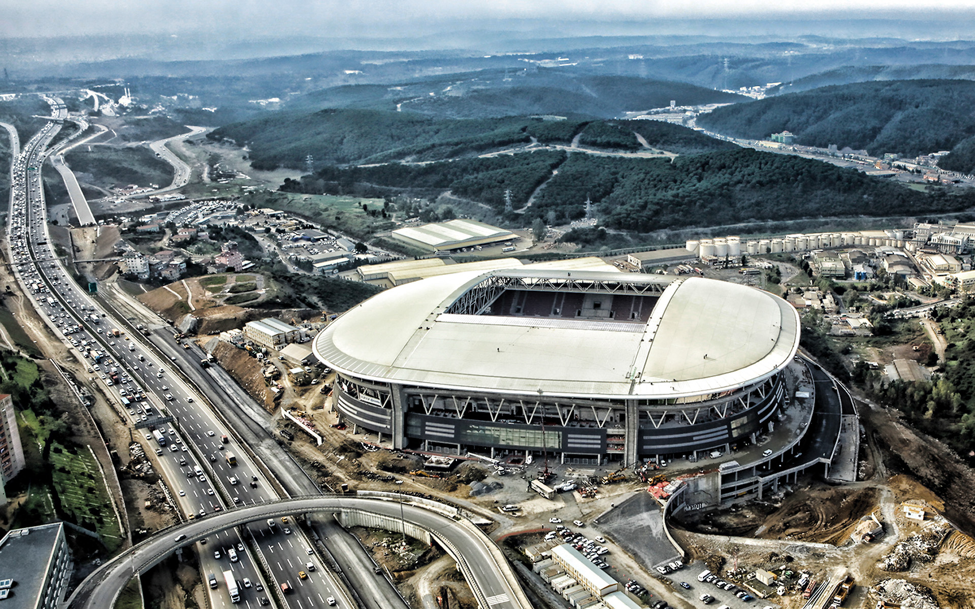 1920x1200 Download wallpaper Turk Telekom Arena, panorama, HDR, soccer, Galatasaray Stadium, Istanbul, aerial view, Turkey, turkish stadium, Galatasaray Arena, Galatasaray SK for desktop with resolution. High Quality HD picture wallpaper, Desktop