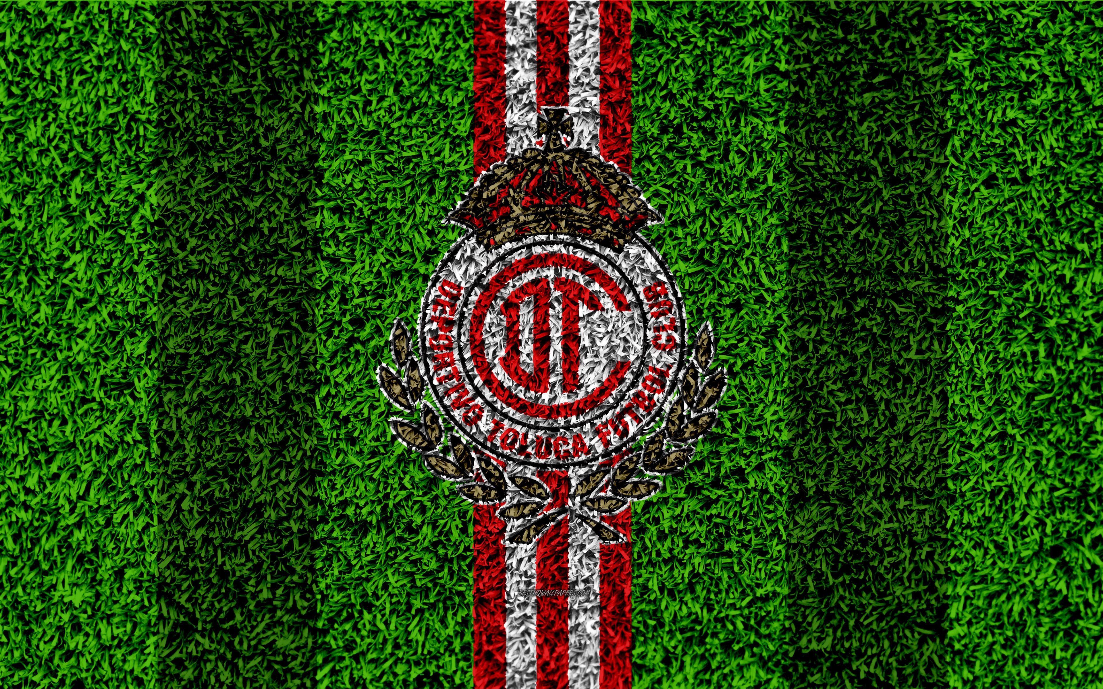 3840x2400 Download wallpaper Deportivo Toluca FC, 4k, football lawn, logo, Desktop