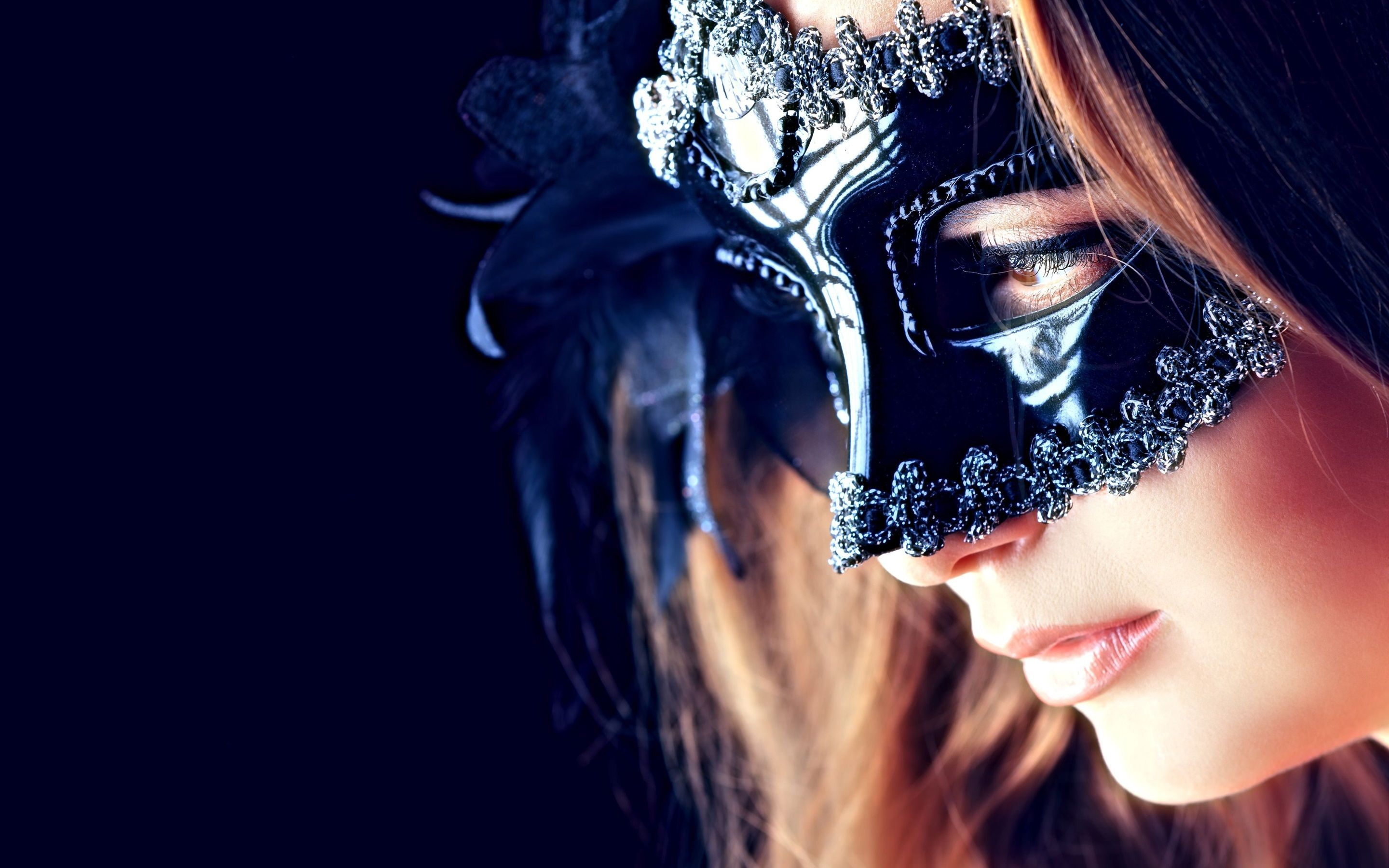 2880x1800 Wallpaper Mysterious girl, mask, eyes, mouth  HD Picture, Image, Desktop