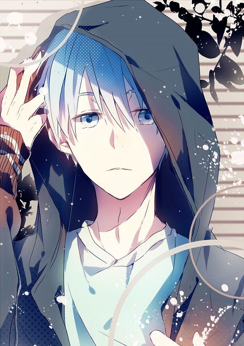 850x1210 Anime Guy. Hoodie. White Hair. Casual. Blue Eyes. Frost. Icon, Phone