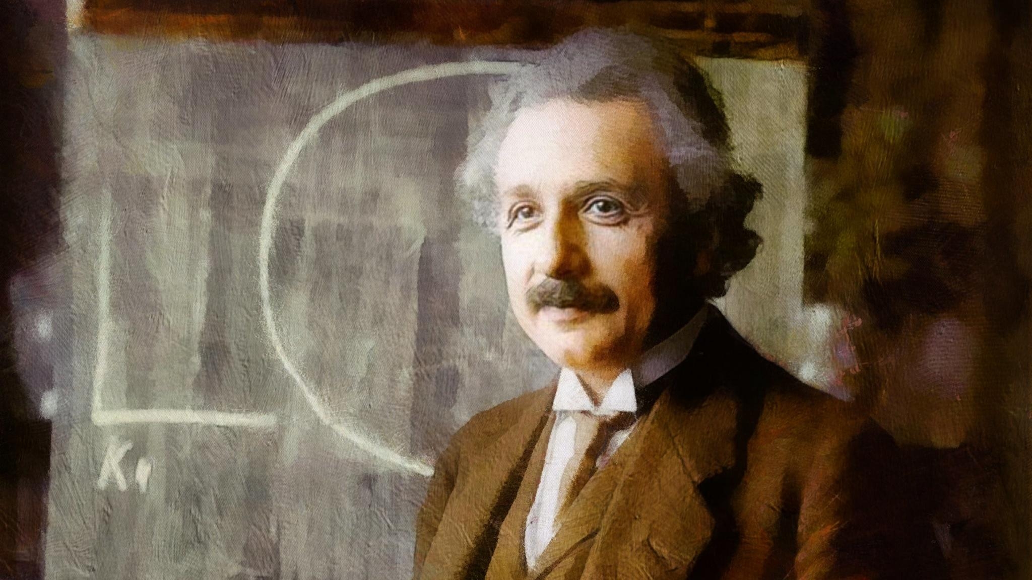 2050x1160 Picture Albert Einstein Men Celebrities Painting Art, Desktop