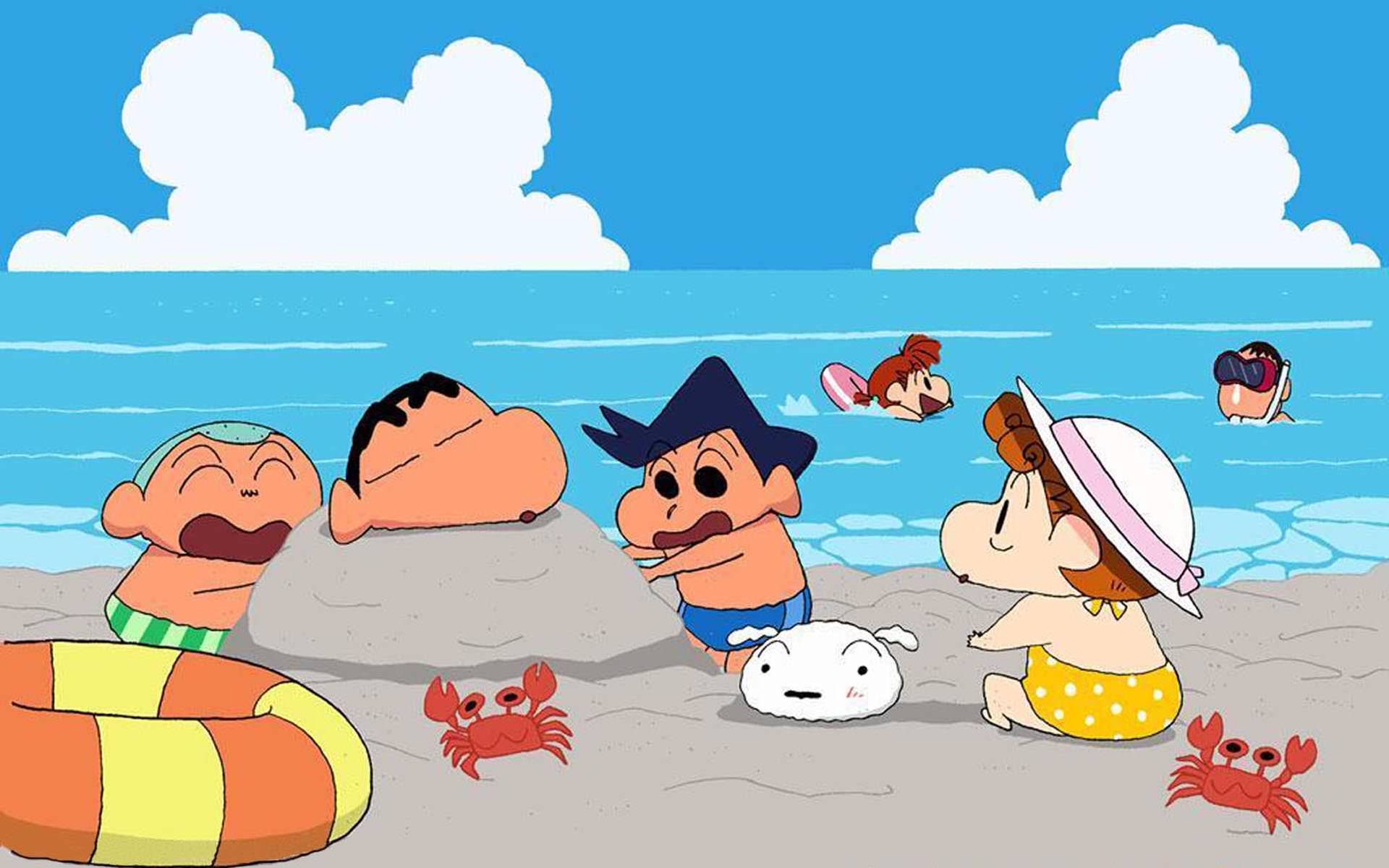 1920x1200 Shin Chan And Friends Playing With Sand On The Beach Image HD, Desktop