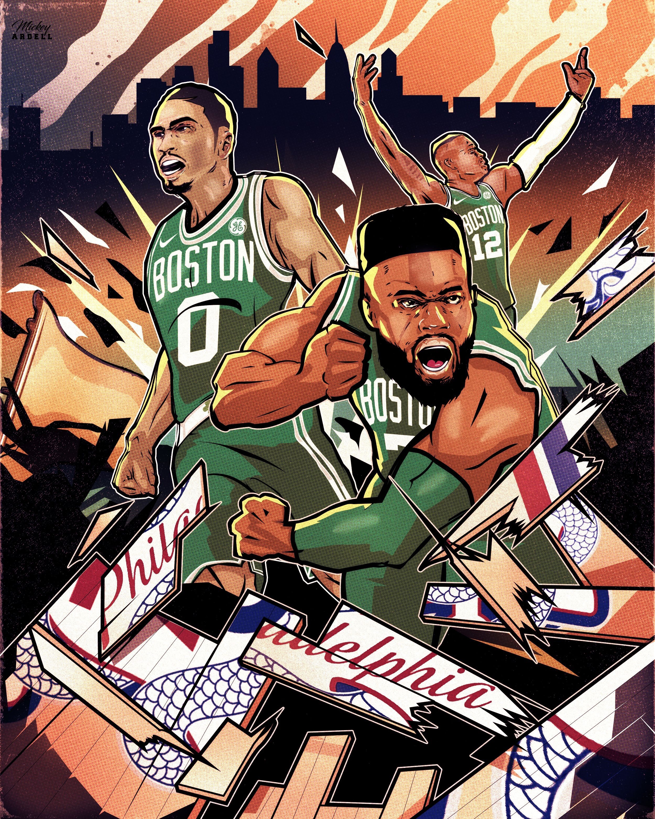 2500x3130 Boston Celtics NBA Art Jaylen Brown, Jayson Tatum Terry Rozier #wmcskills. Nba art, Boston celtics, Nba basketball art, Phone