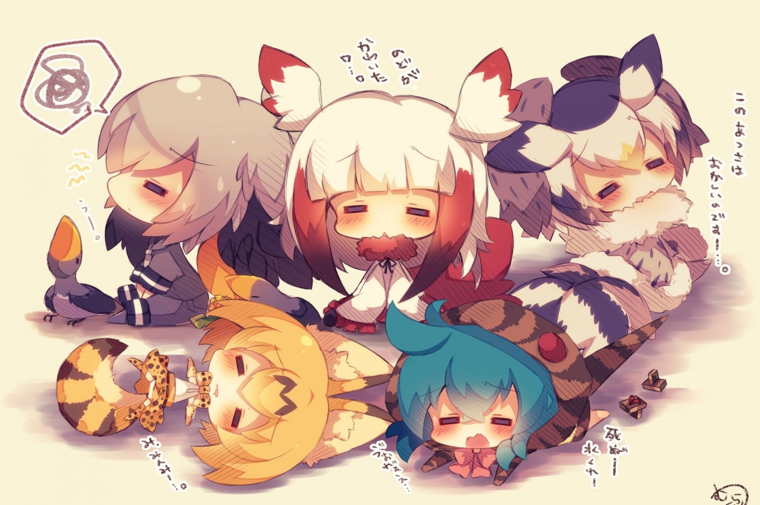 2560x1700 Download  Anime Girls, Chibi, Cute, Animal Ears, Sleeping Wallpaper for Chromebook Pixel, Desktop