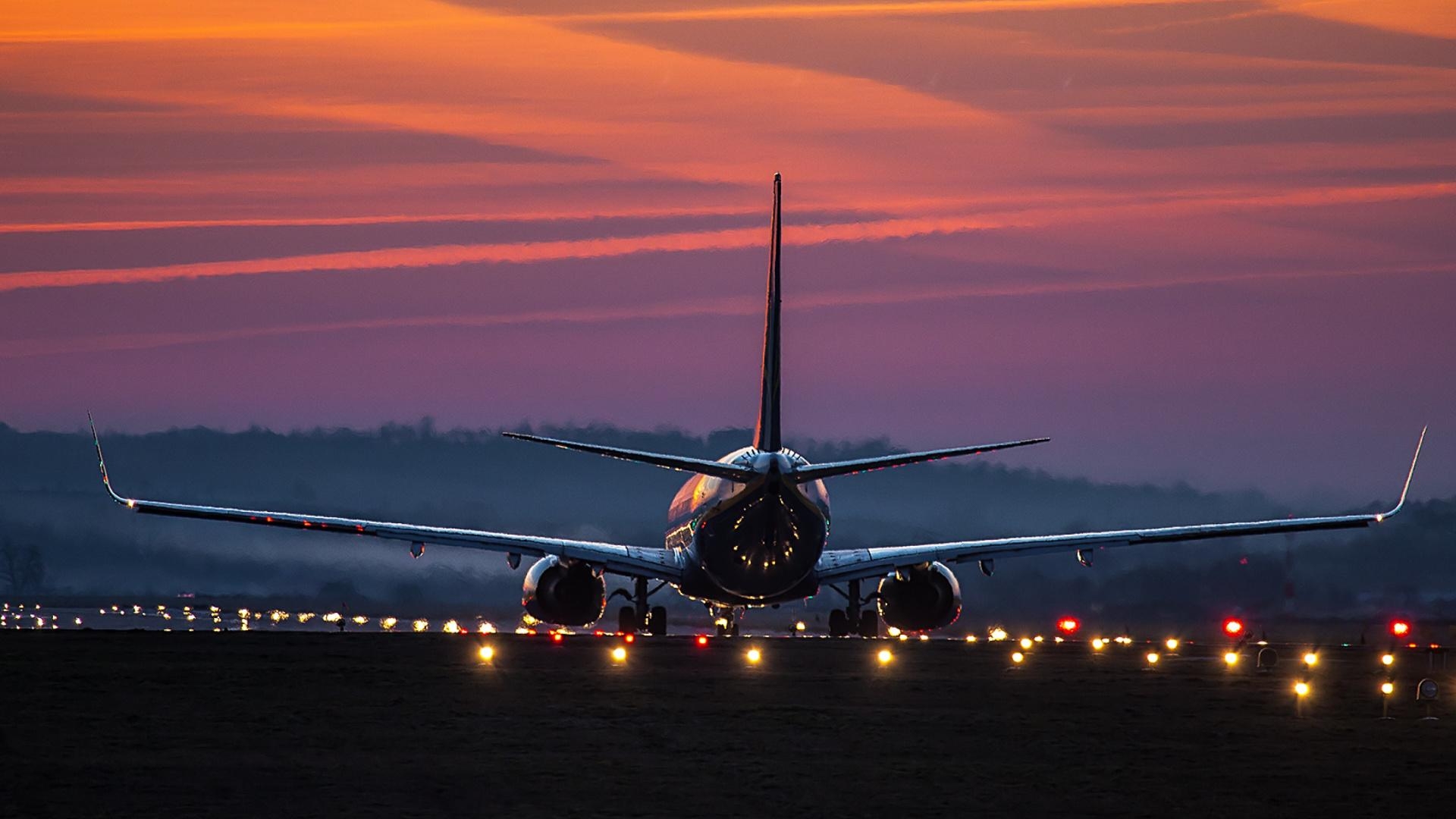 1920x1080 Airbus, airplane, aviation, airport, airbus, evening, light, sky, Desktop