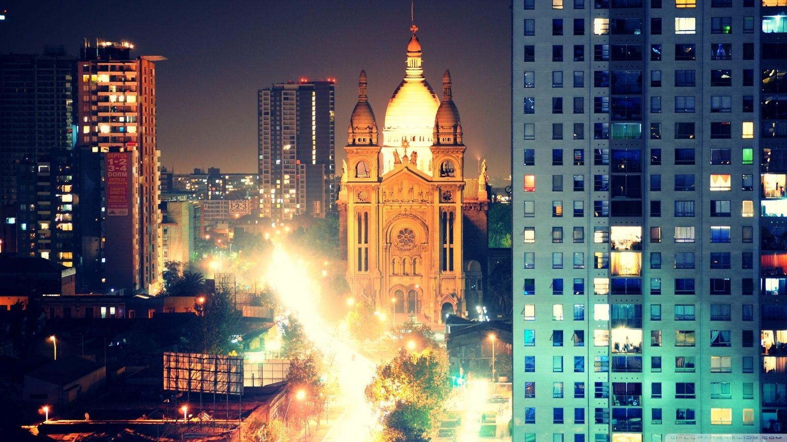 1600x900 Santiago Iglesia Del Sacramento Noche ❤ 4K HD Desktop Wallpaper, Desktop