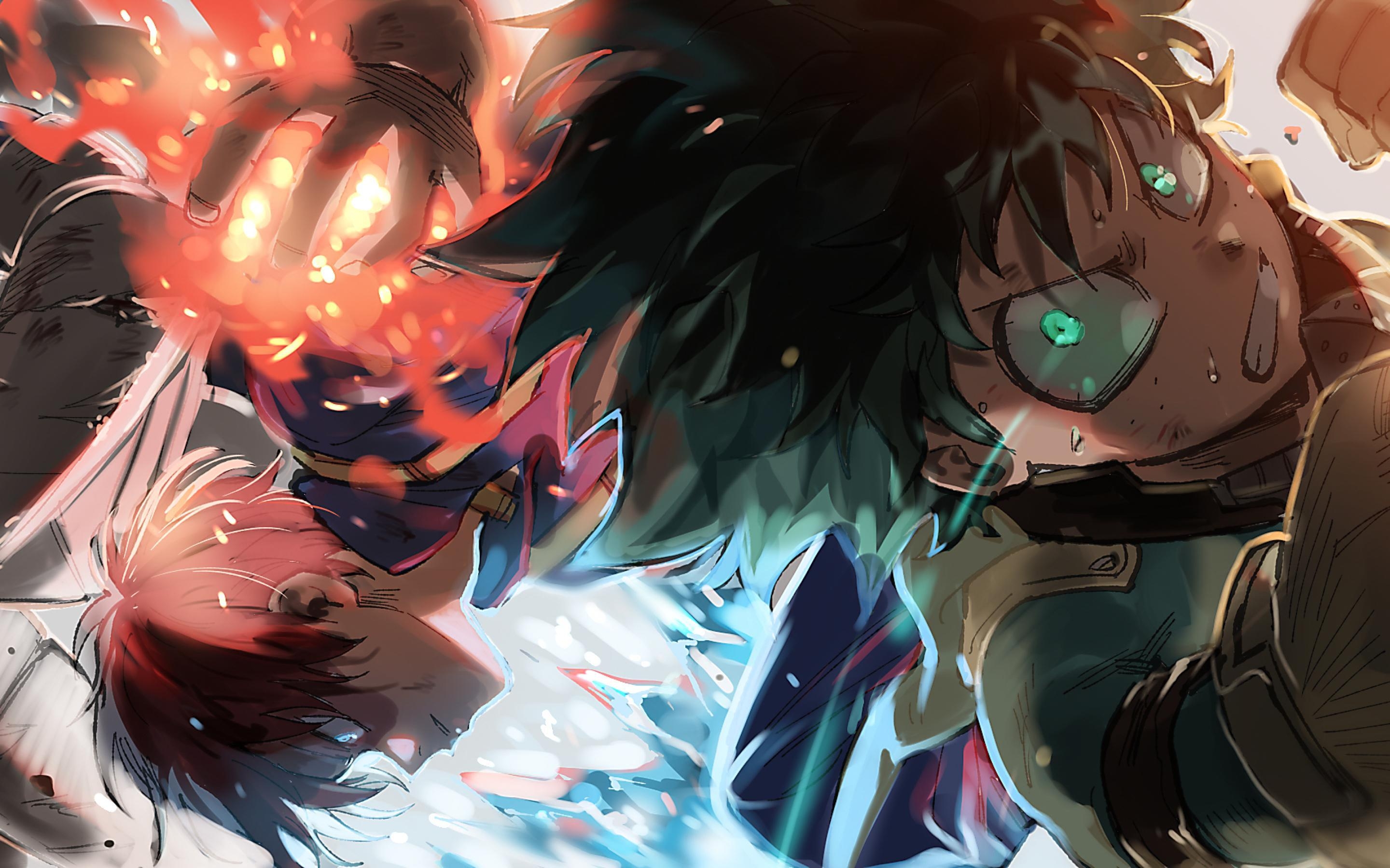 2880x1800 Download wallpaper Izuku Midoriya, Shouto Todoroki, artwork, Desktop