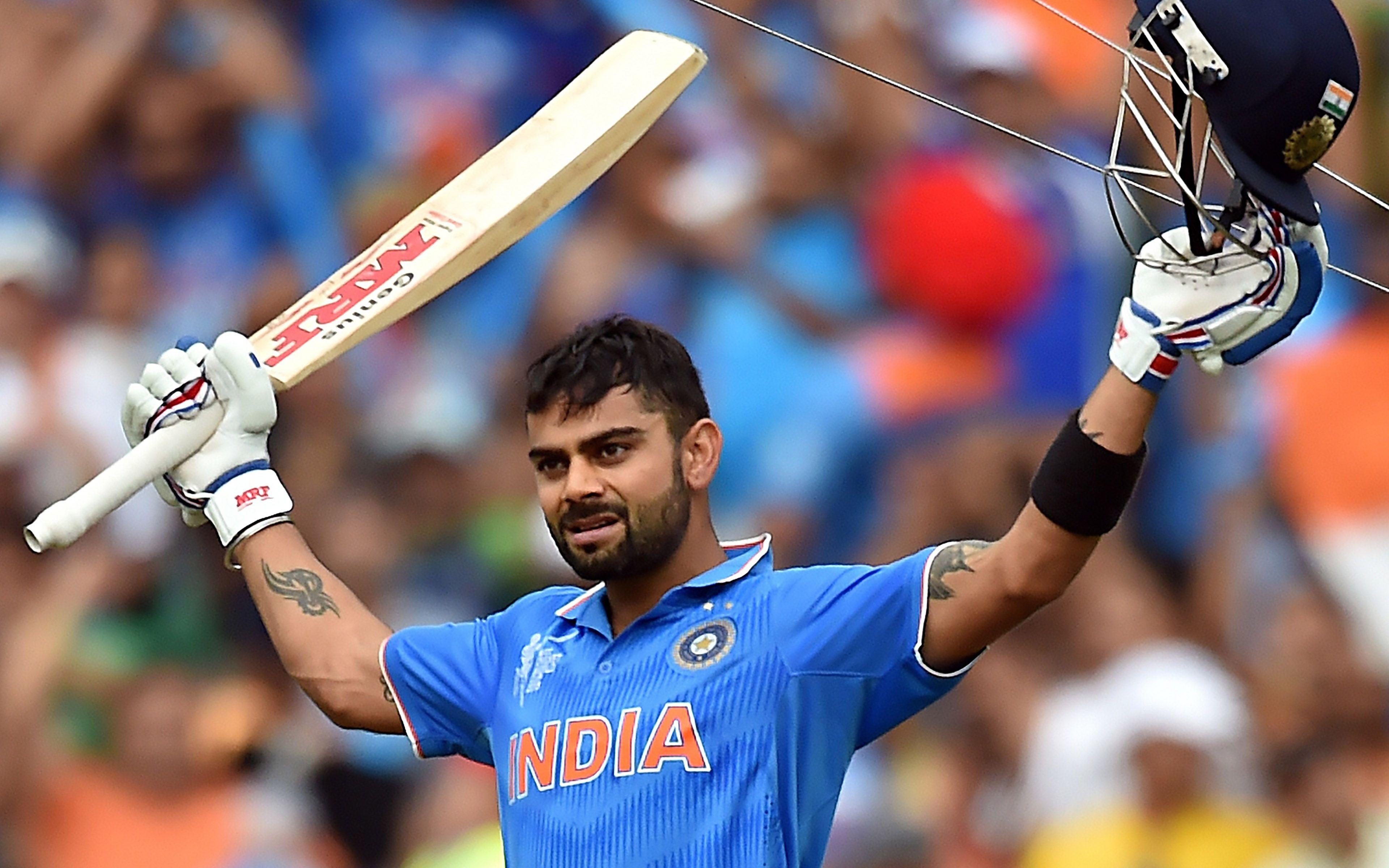 3840x2400 Virat Kohli Indian Cricketer Half Century Celebrate Bleed Blue, Desktop