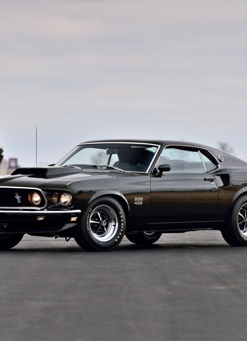 840x1160 Download  wallpaper on road, 1969 ford mustang boss 429, Phone