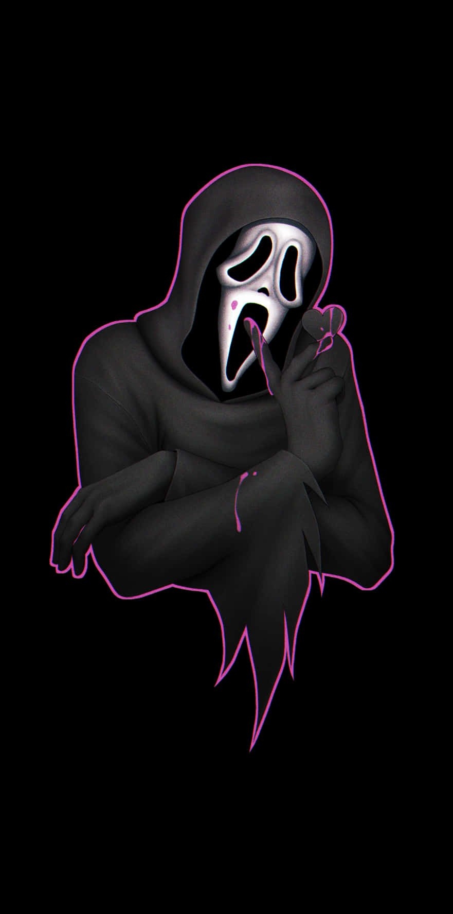 890x1780 Download Cute Ghostface In Purple Outline Wallpaper, Phone