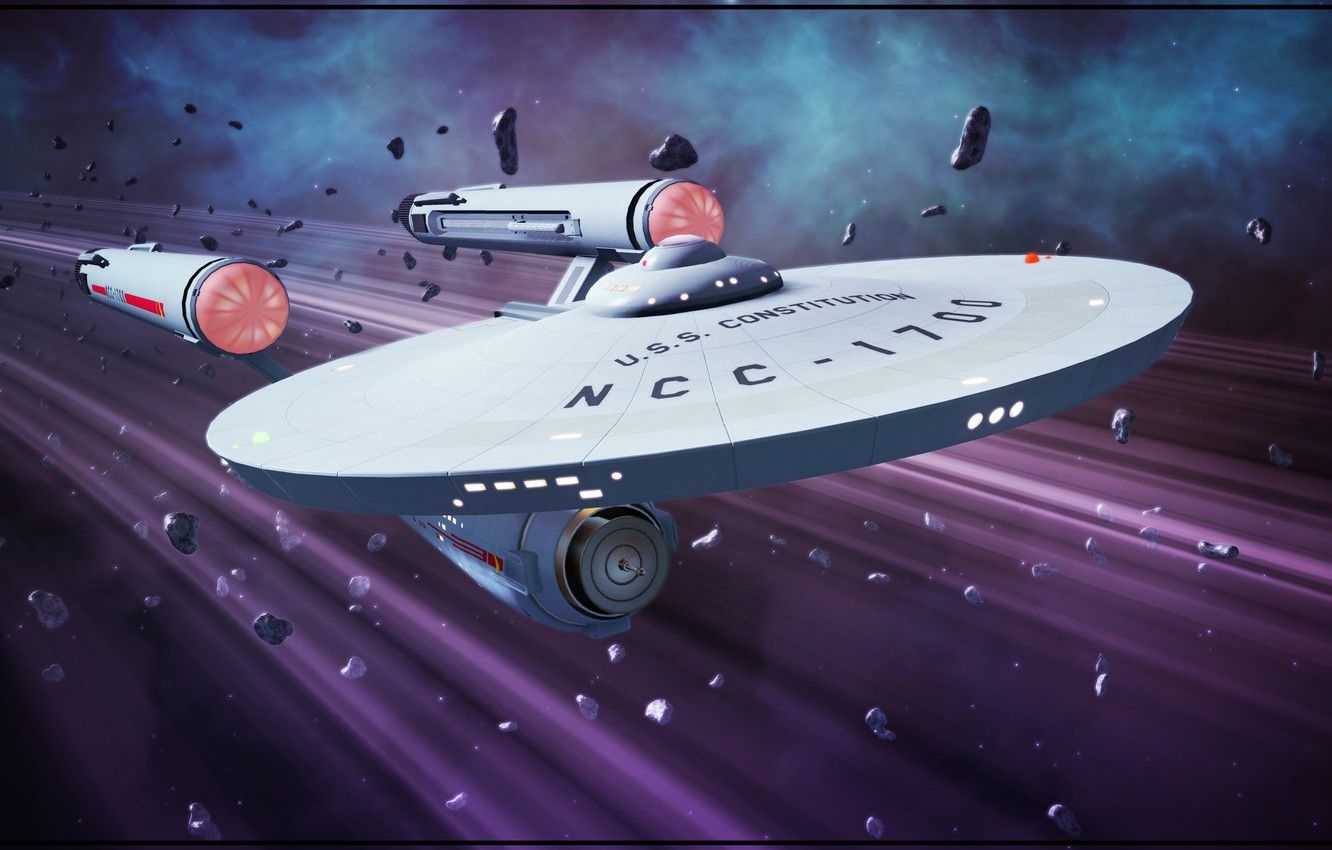 1340x850 Wallpaper Space, Ship, Art, Star Trek, Fan Art, Star trek, Starship, by Kurumi Morishita, NCC Startrek, U.S.S. Constitution, Kurumi Morishita, Star Trek Online image for desktop, section игры, Desktop