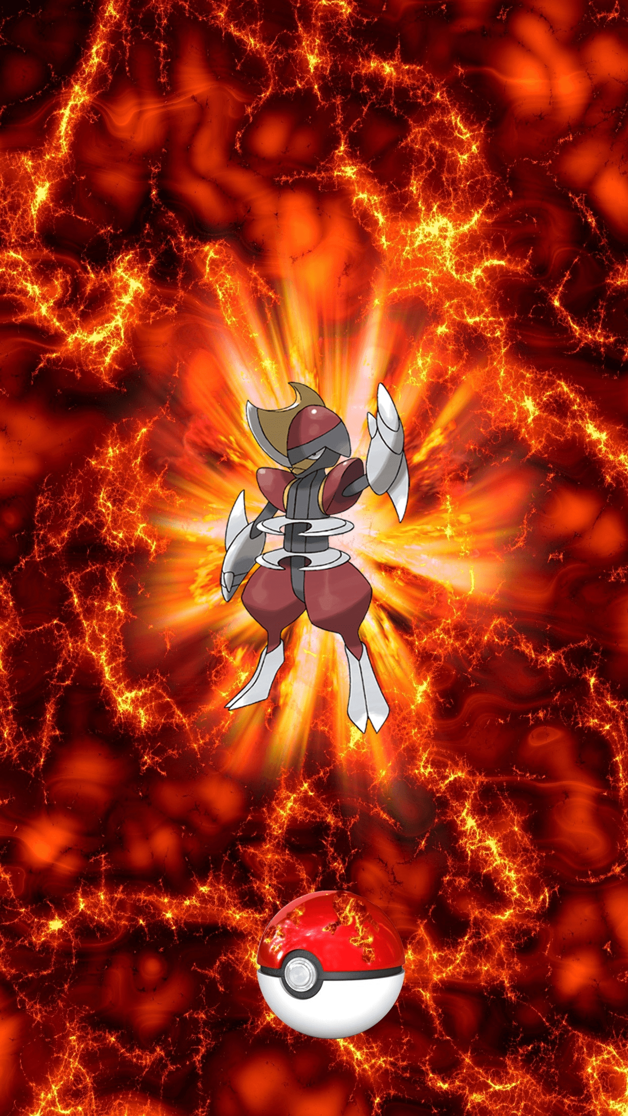 1250x2210 Fire Pokeball Bisharp Kirikizan 17 Pawniard, Phone