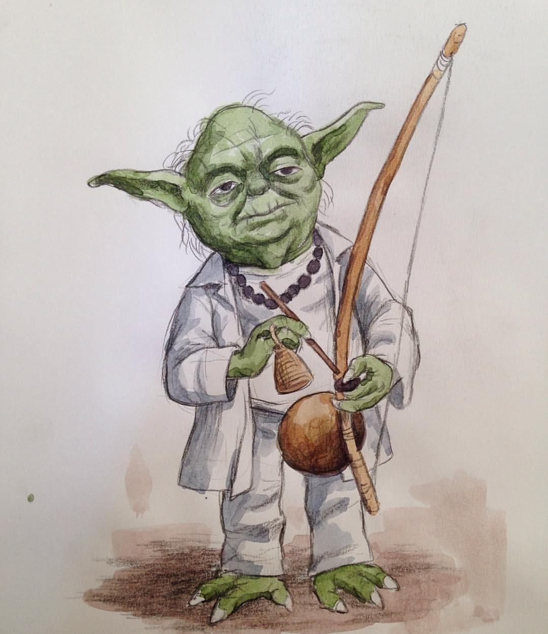 1080x1260 yoda #starwars #berimbau #capoeira #aquarela #watercolor #arruda, Phone