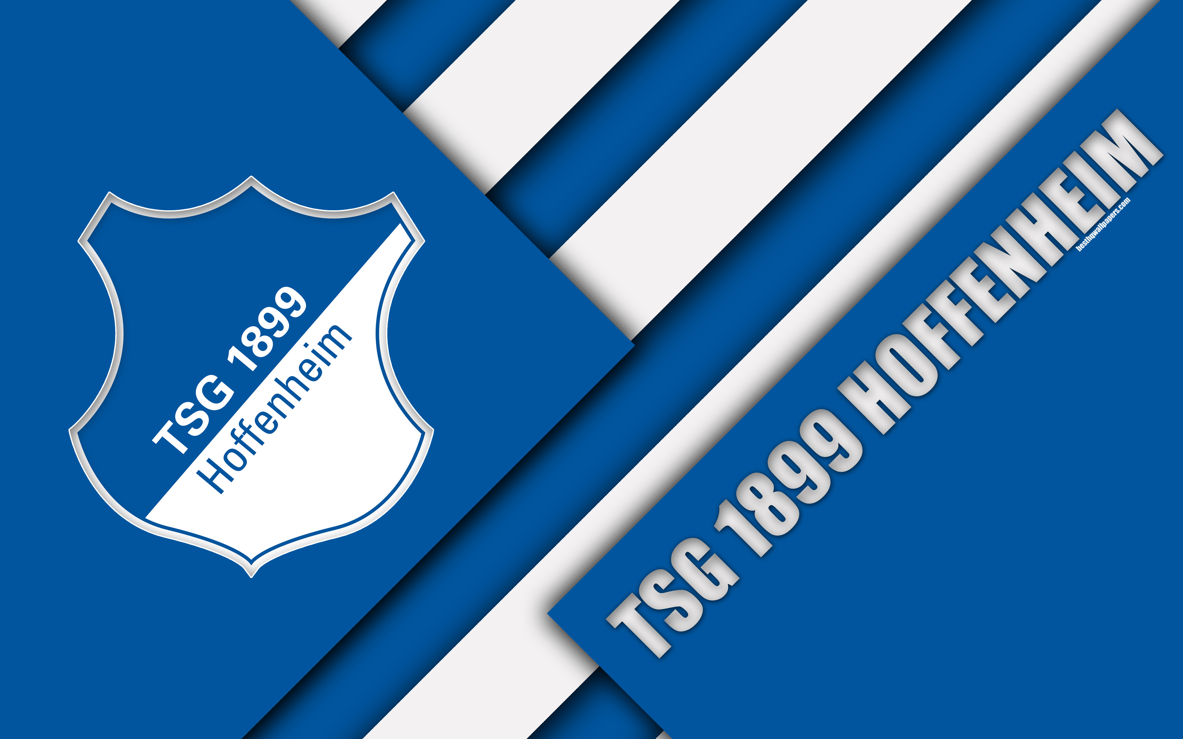 3840x2400 Download wallpaper TSG 1899 Hoffenheim, 4k, material design, emblem, Desktop