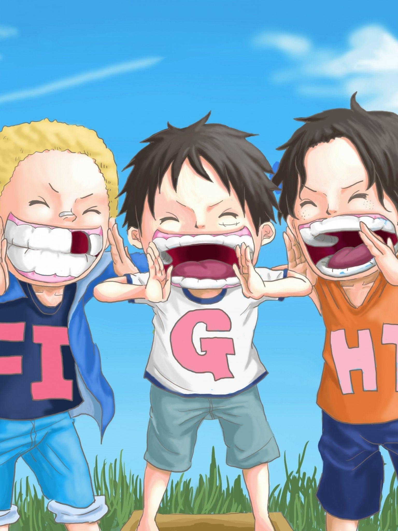 1540x2050 Download  One Piece, Monkey D. Luffy, Sabo, Portgas D. Ace, Phone