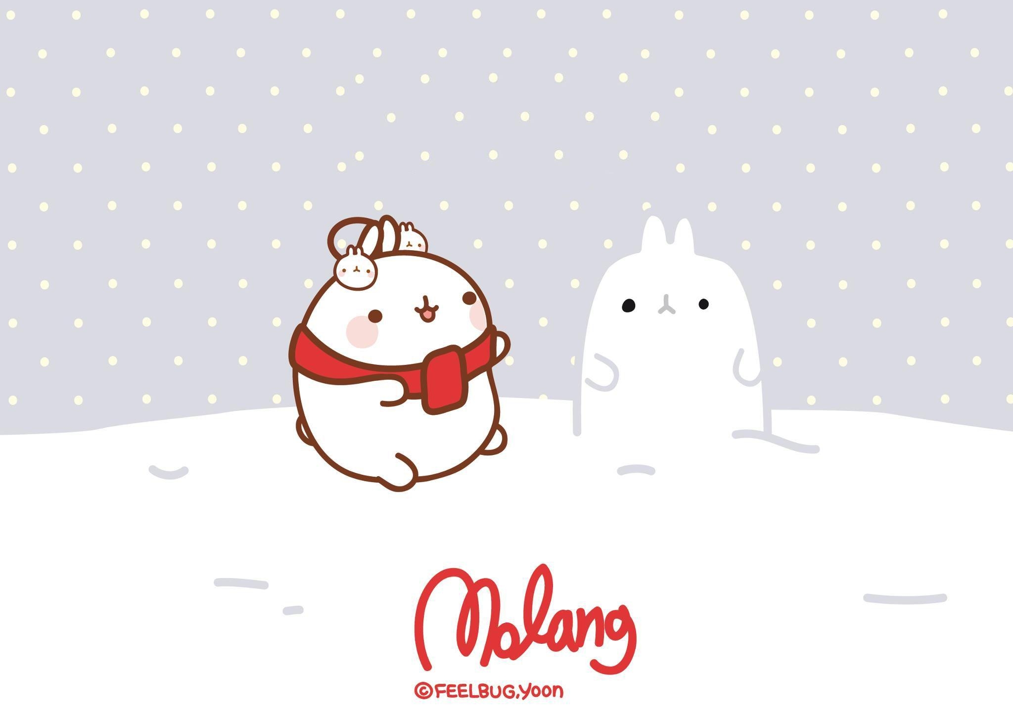 2050x1460 Wallpaper Navidad Molang. Molang wallpaper, Christmas desktop wallpaper, Kawaii christmas, Desktop