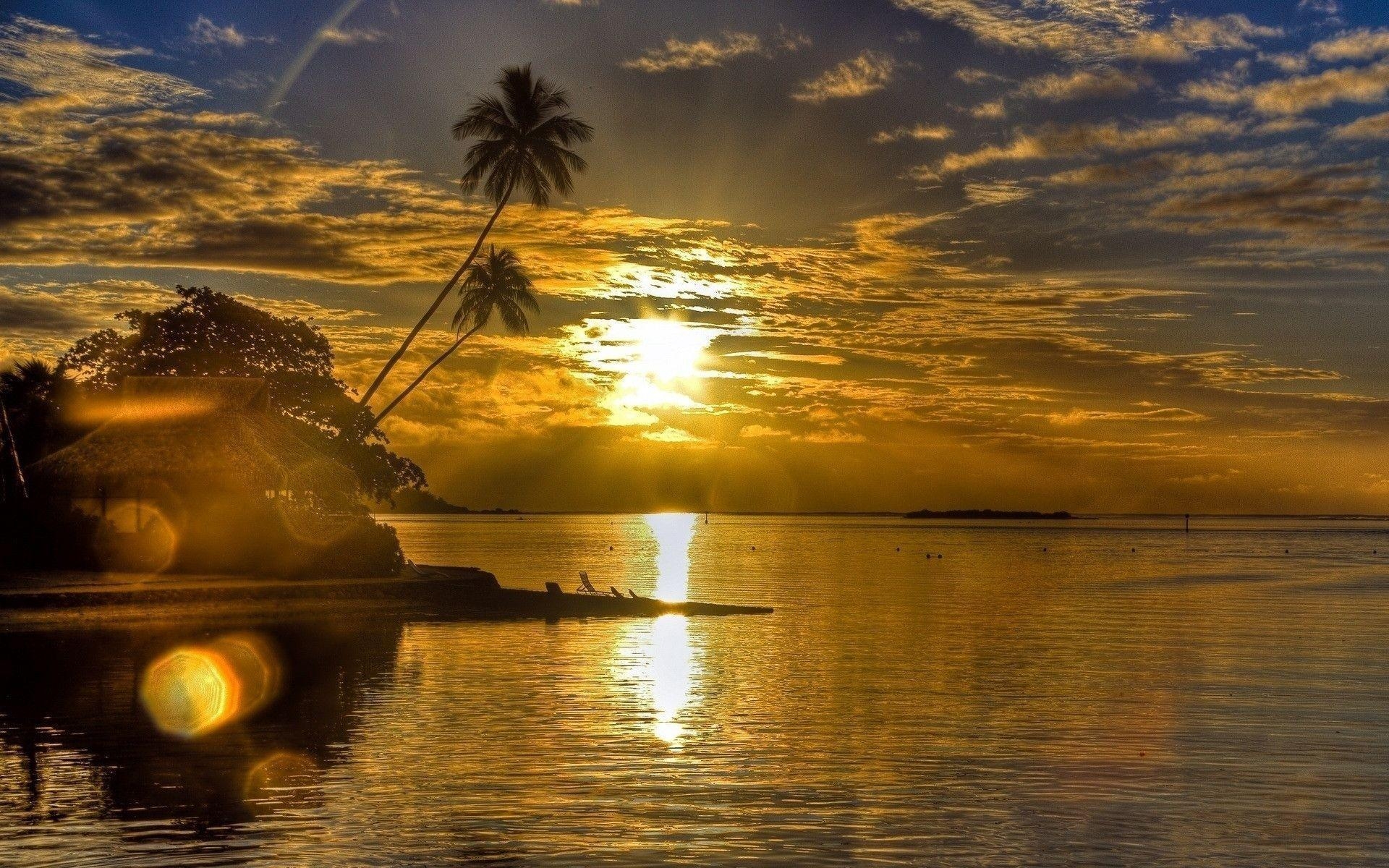 1920x1200 Sunrise Beach Tropical Wallpaper, Desktop