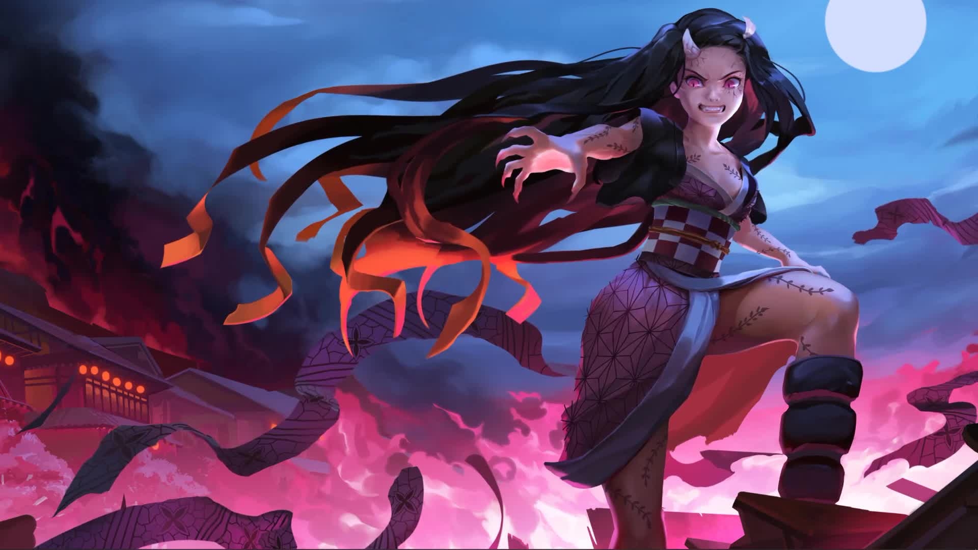 1920x1080 Demon Slayer Nezuko Kamado Berserk Demonic Mode Anime Live Wallpaper: Free HD 4K Live Wallpaper For Windows & MacOS, Desktop