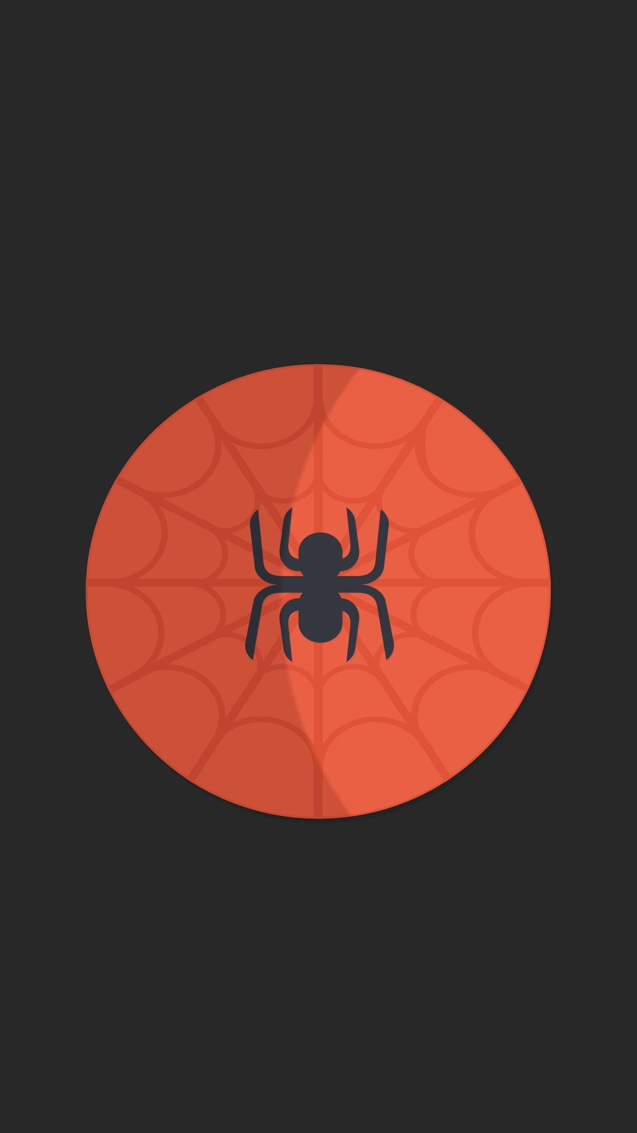 1250x2210 Black Spider Logo, Superhero, Spider Man, Minimalism HD, Phone