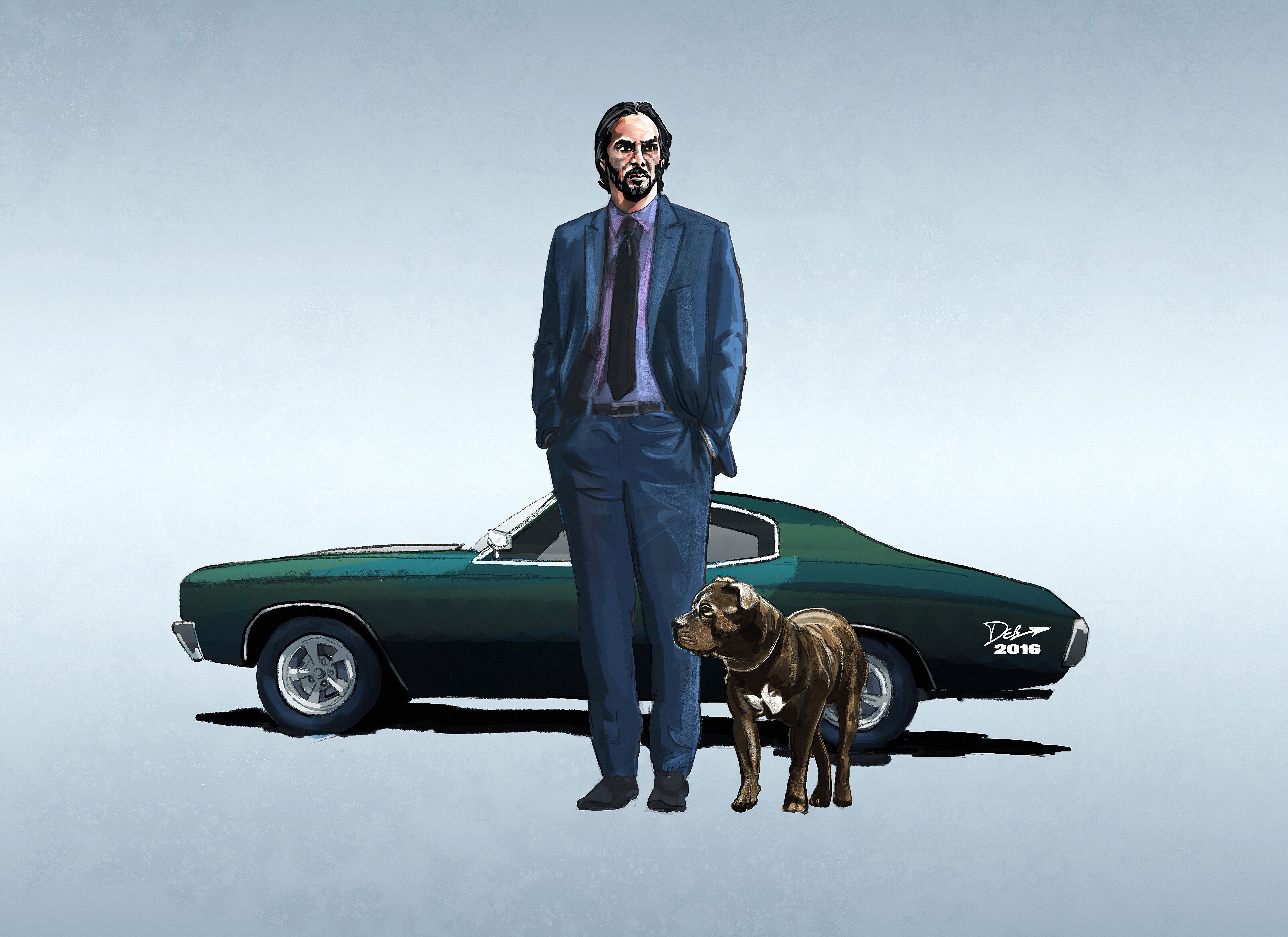 3840x2800 John Wick And Mustang, HD Movies, 4k Wallpaper, Image, Background, Photo and Picture, Desktop