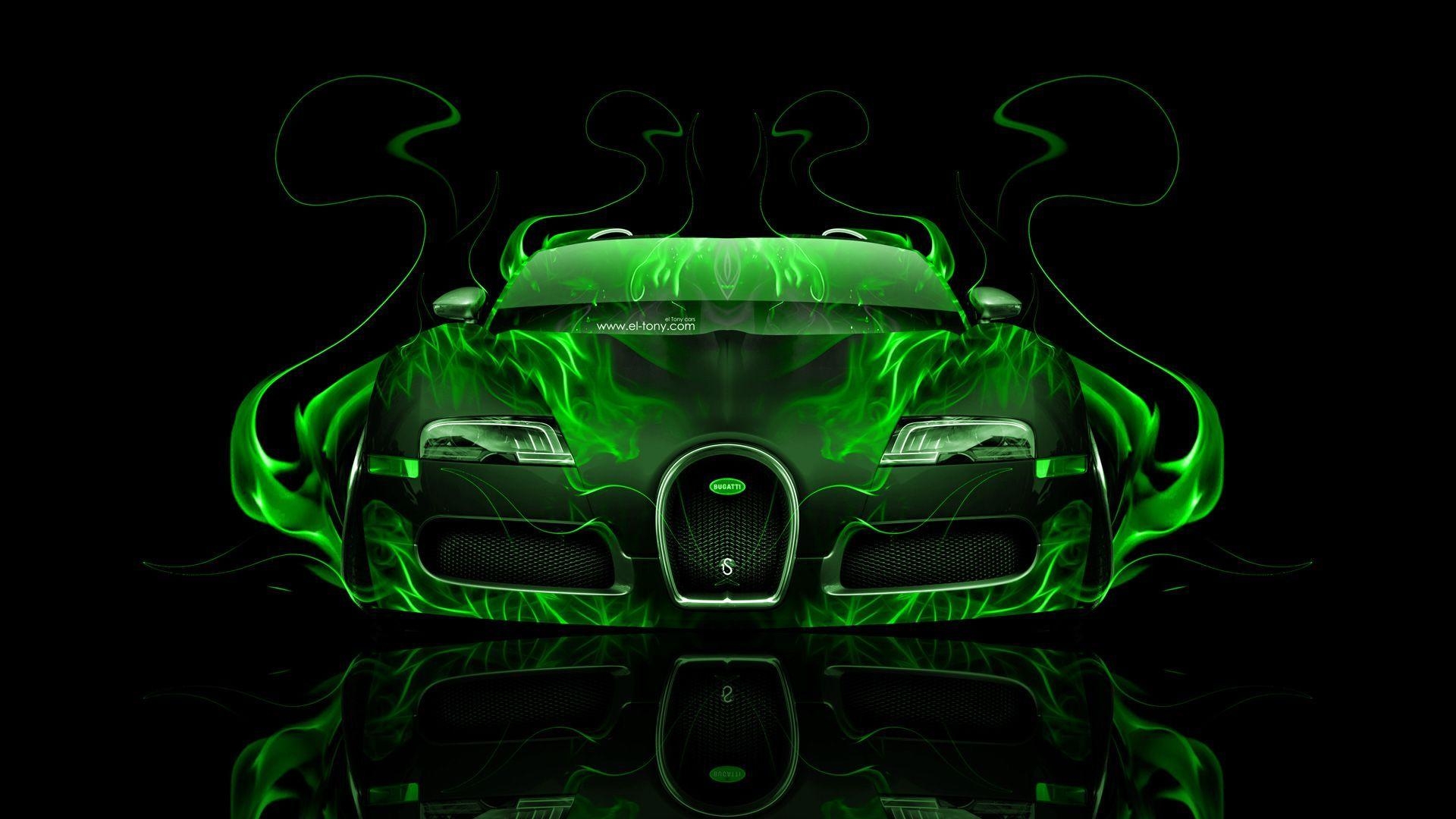 1920x1080 Gold Bugatti Veyron with Neon. Bugatti Veyron Front Green Fire, Desktop