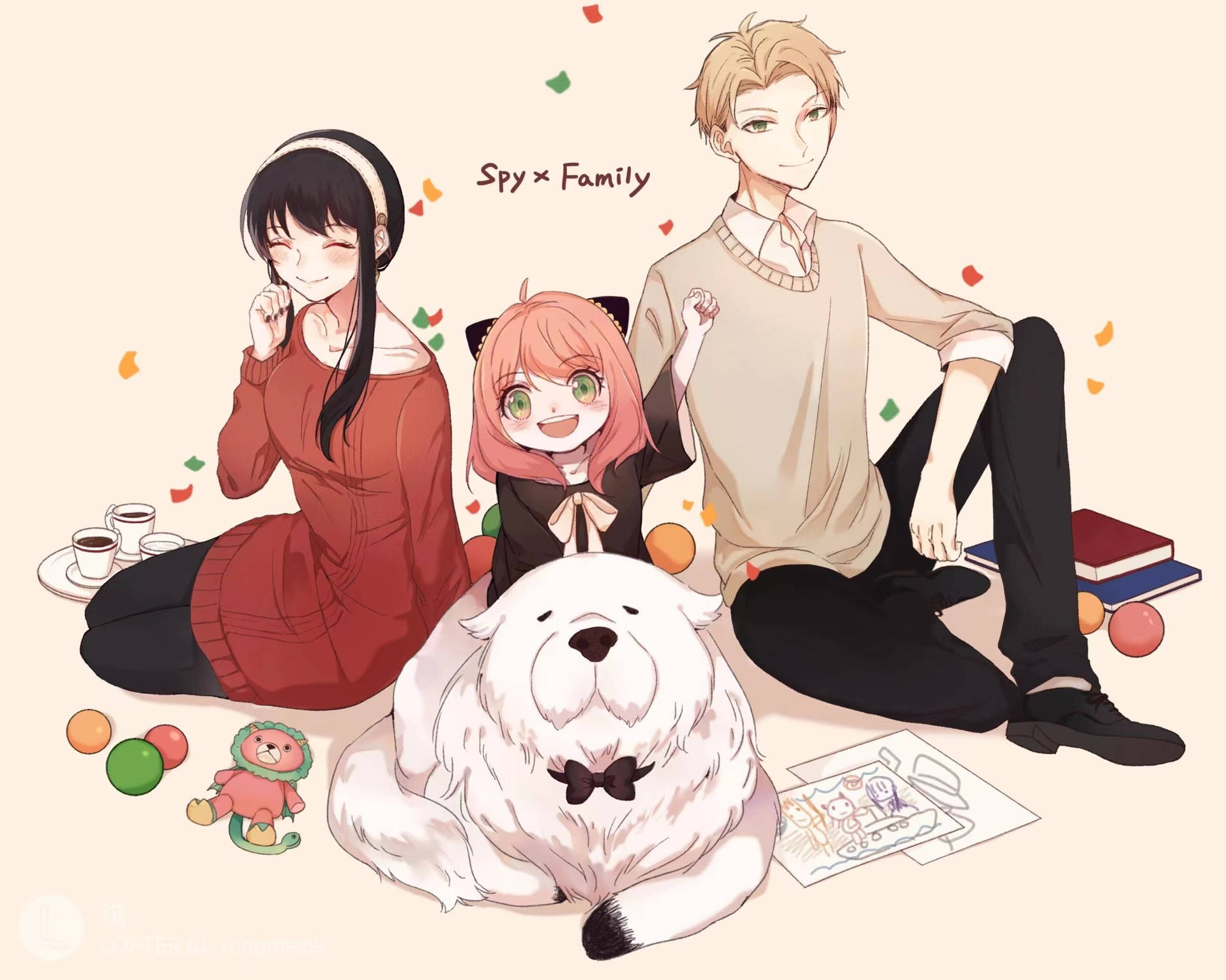 1920x1540 Download Spy X Family Seated Together Wallpaper, Desktop