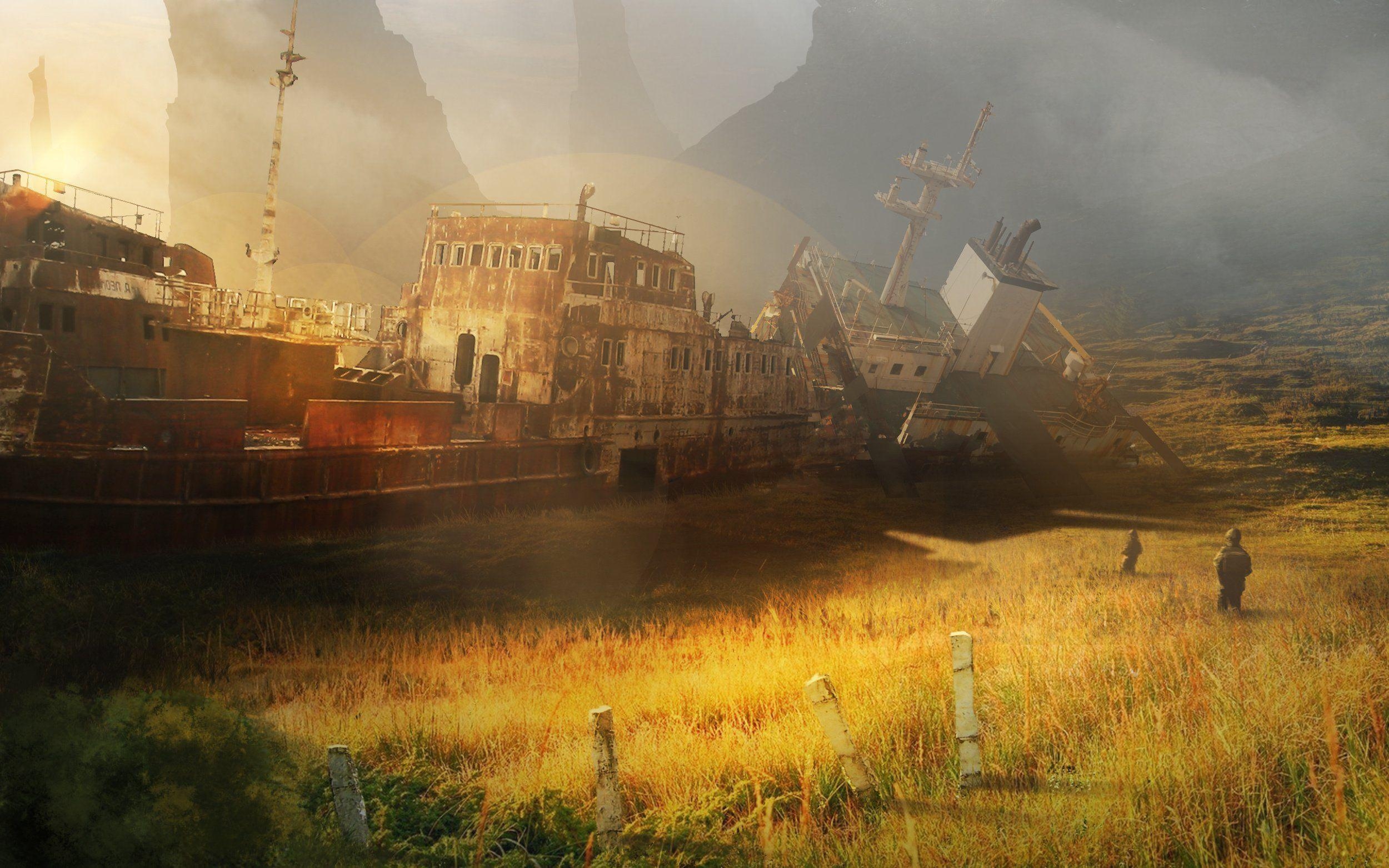 2500x1570 Stalker Ship Wasteland Sci Fi Apocalyptic Boat Wallpaper, Desktop