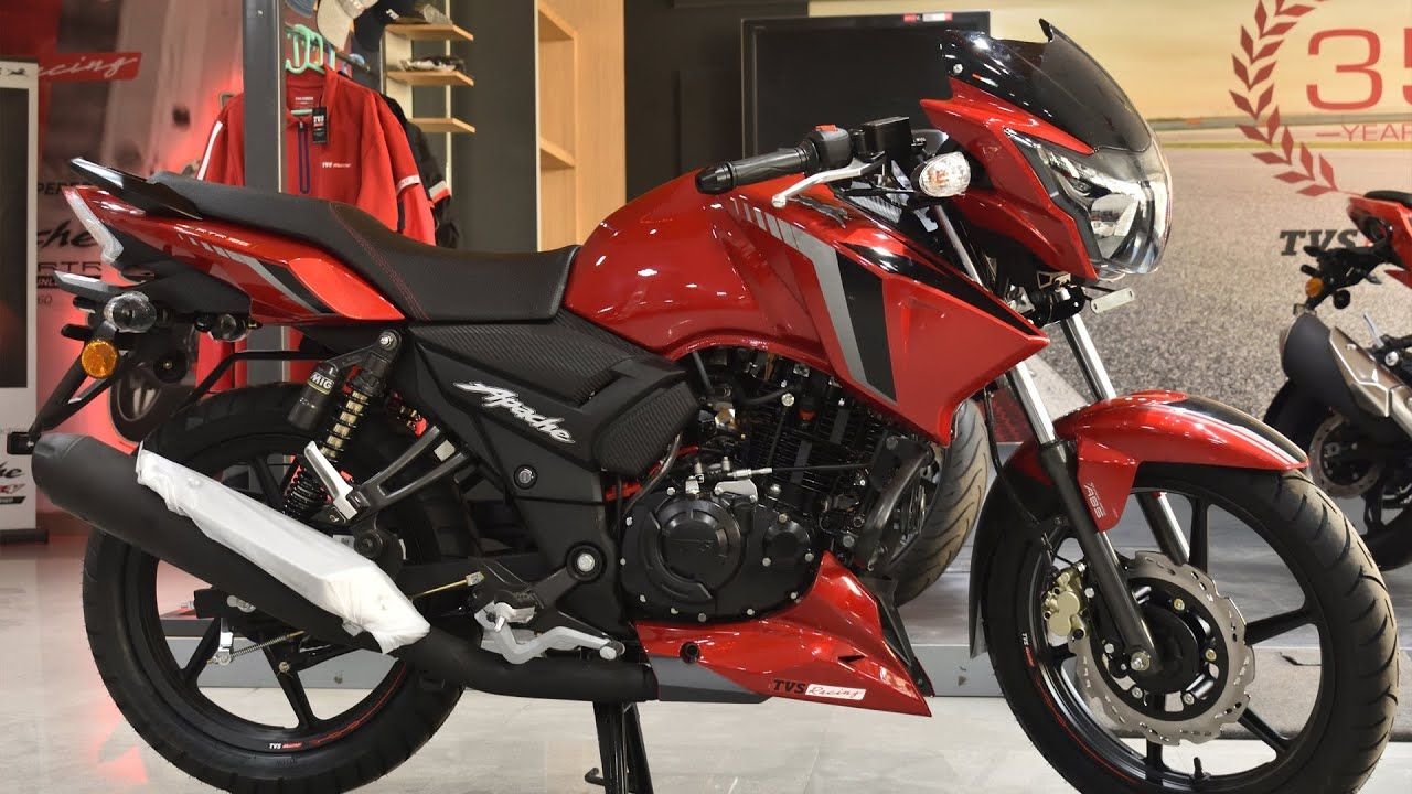 1280x720 TVS Apache RTR 160 2V BS6 2020 !! Glossy Red Color !! Price !! Single Disc !! Detailed Review, Desktop